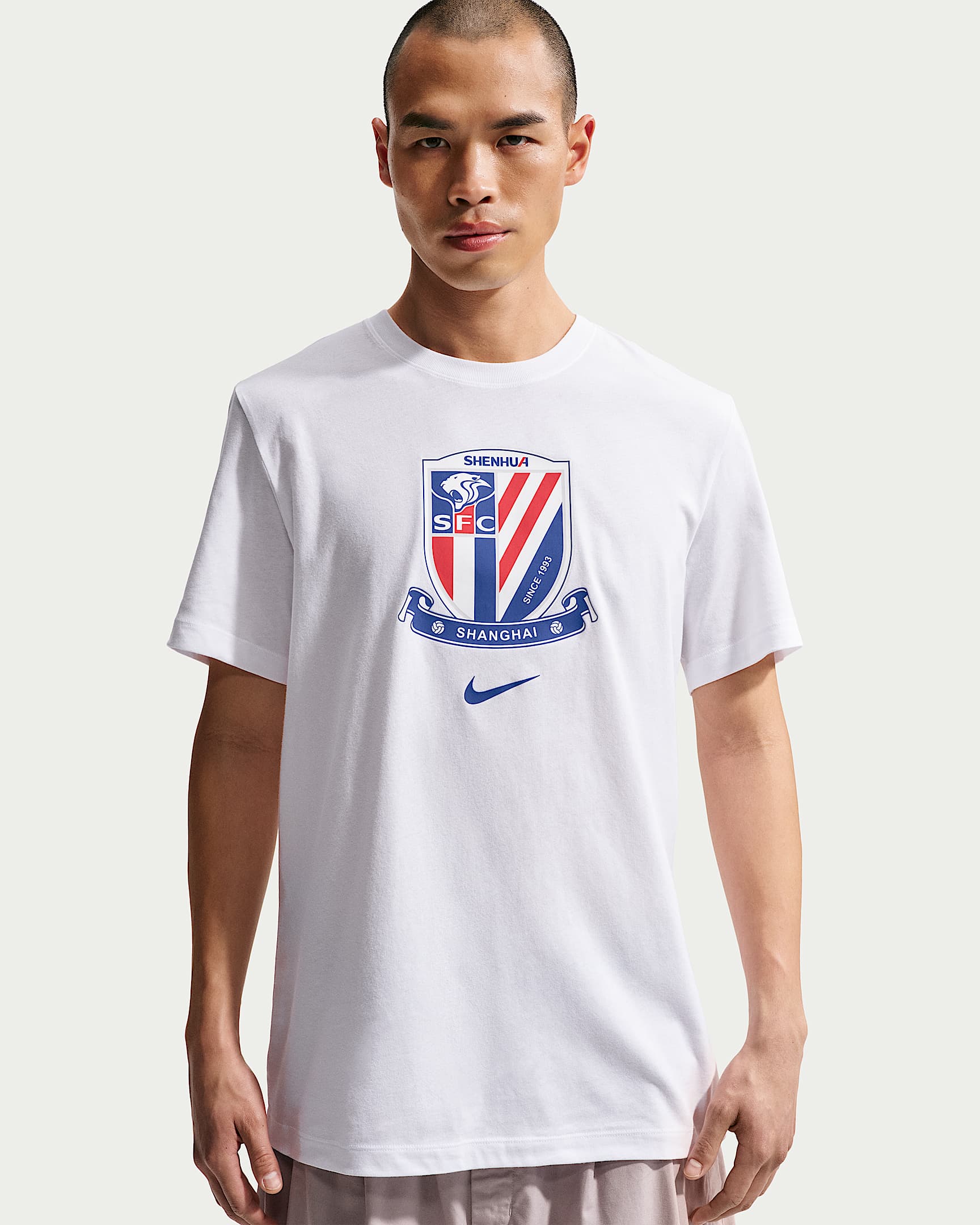 2026 赛季上海申花足球俱乐部 Nike 男子T恤 - 白色/运动宝蓝