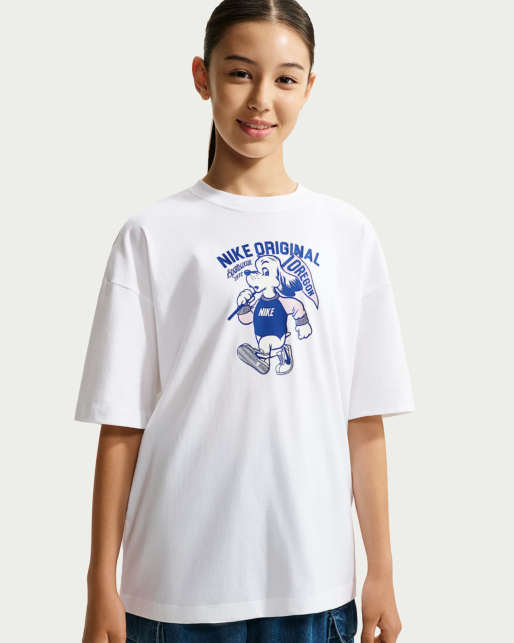Nike Sportswear 大童(女孩)短袖T恤 - 白色