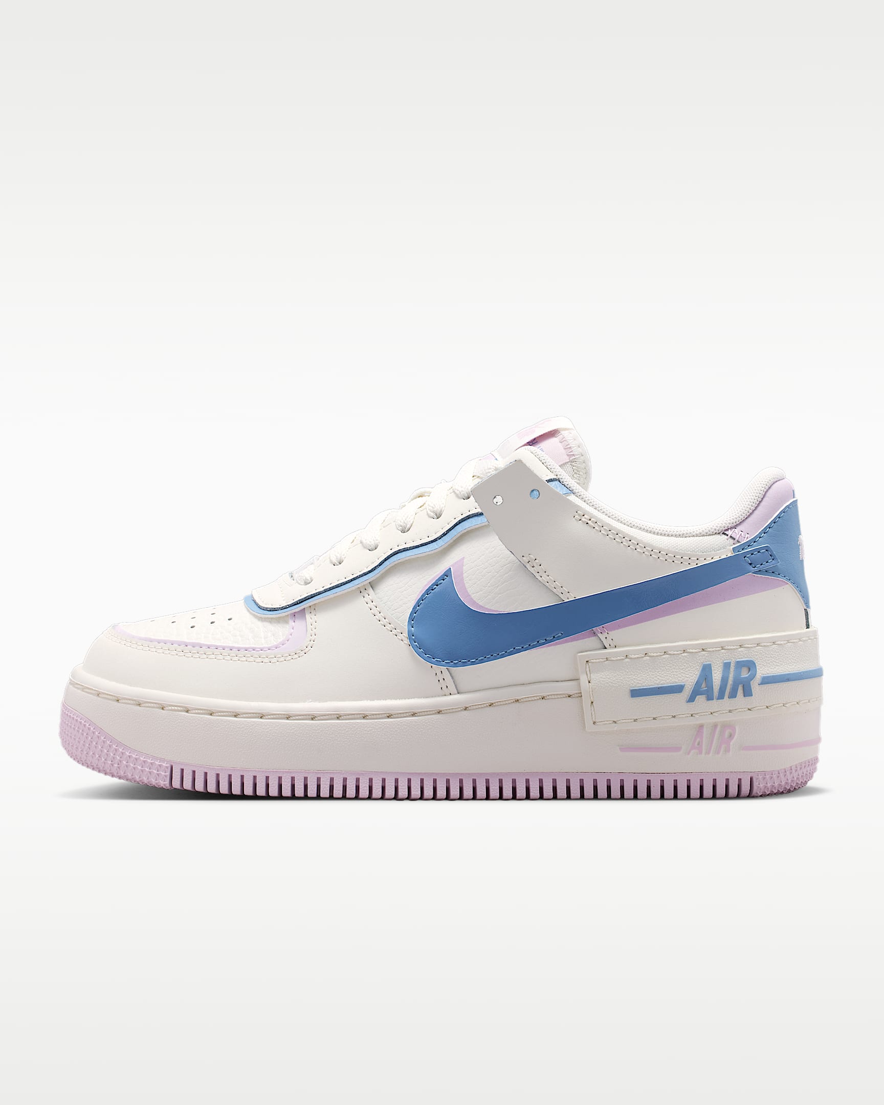 Nike Air Force 1 Shadow 女子空军一号运动鞋 - 帆白/浅紫丁香色/工作蓝