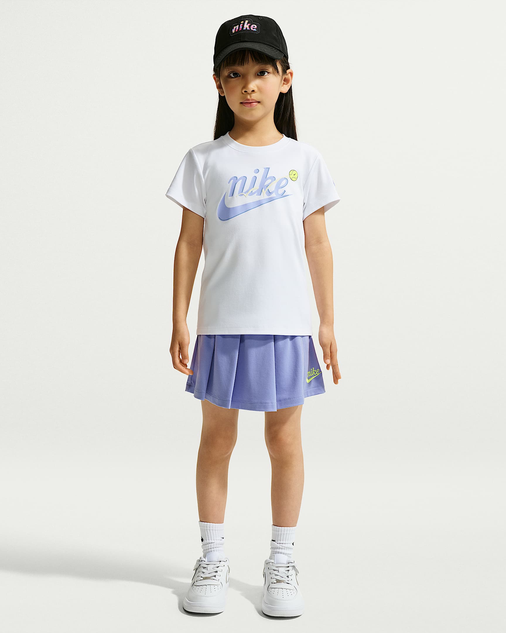 Nike Dri-FIT Courtside Champs 幼童速干短袖T恤和半身裙套装 - 浅蓟紫