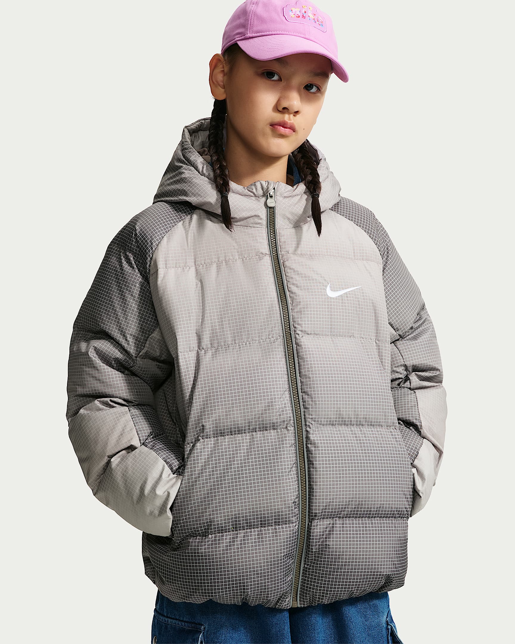 Nike 大童反光细节羽绒夹克 - 洞穴石色