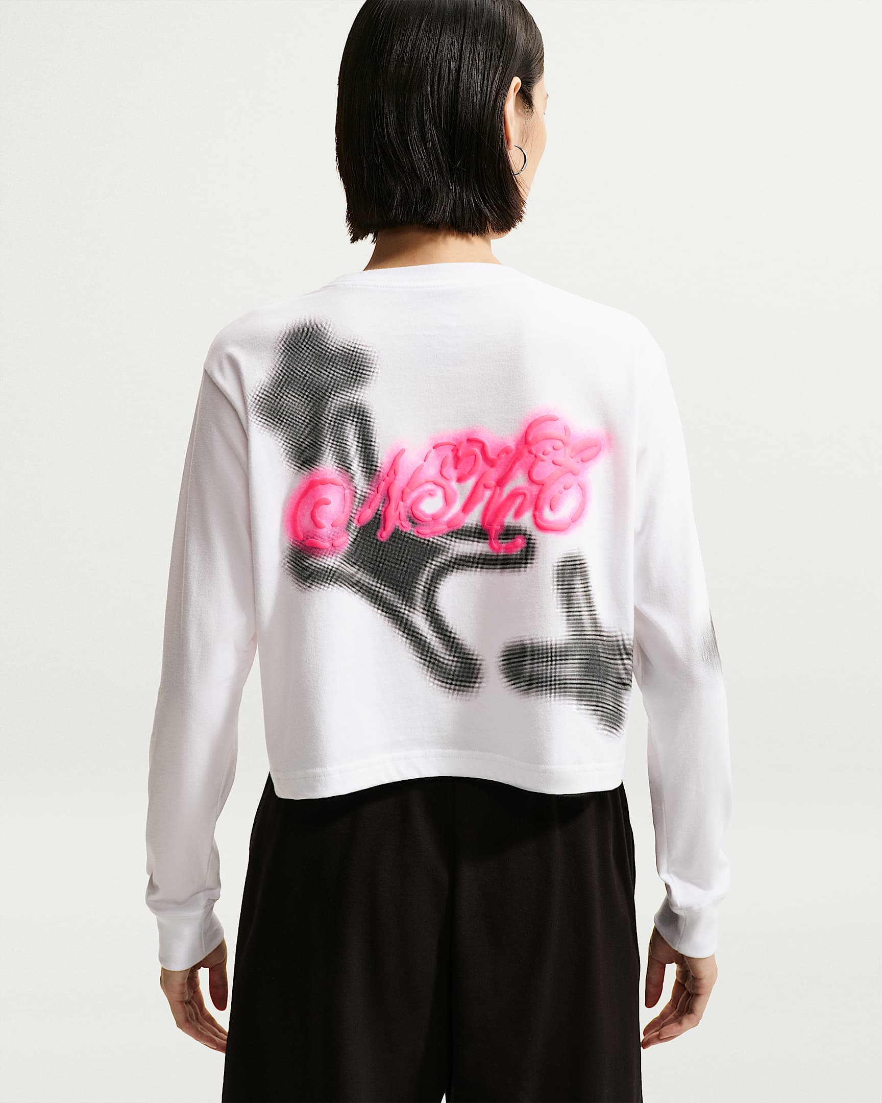 Nike Sportswear 女子宽松长袖短款T恤 - 白色