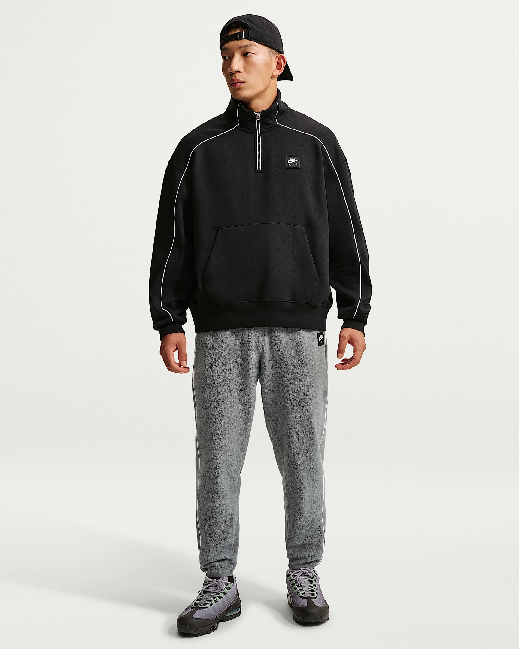 Nike Air Therma-FIT 男子摇粒绒运动裤 - 烟灰/白色