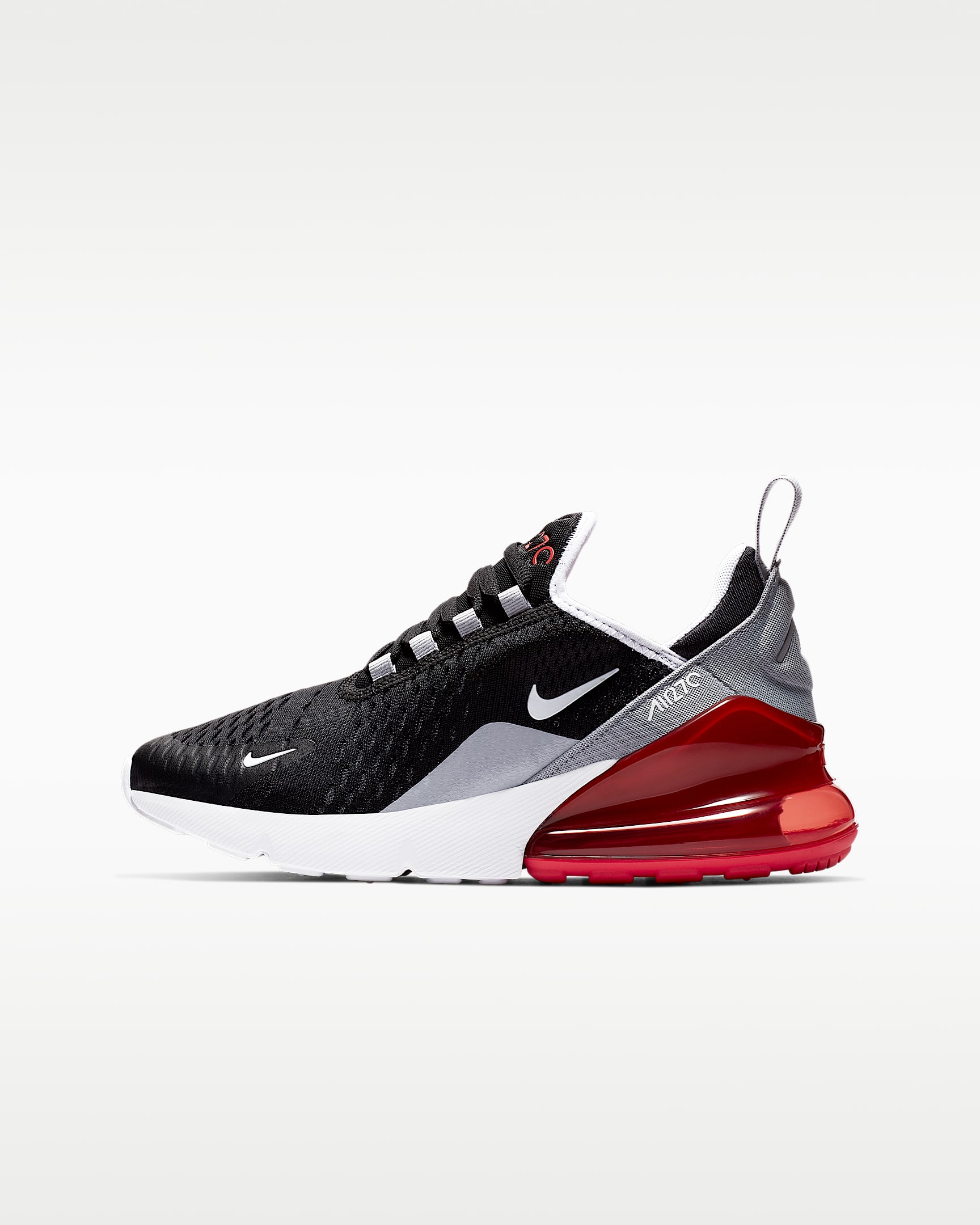 Nike Air Max 270 (GS) 大童运动童鞋 - 黑/余烬红/狼灰/白色