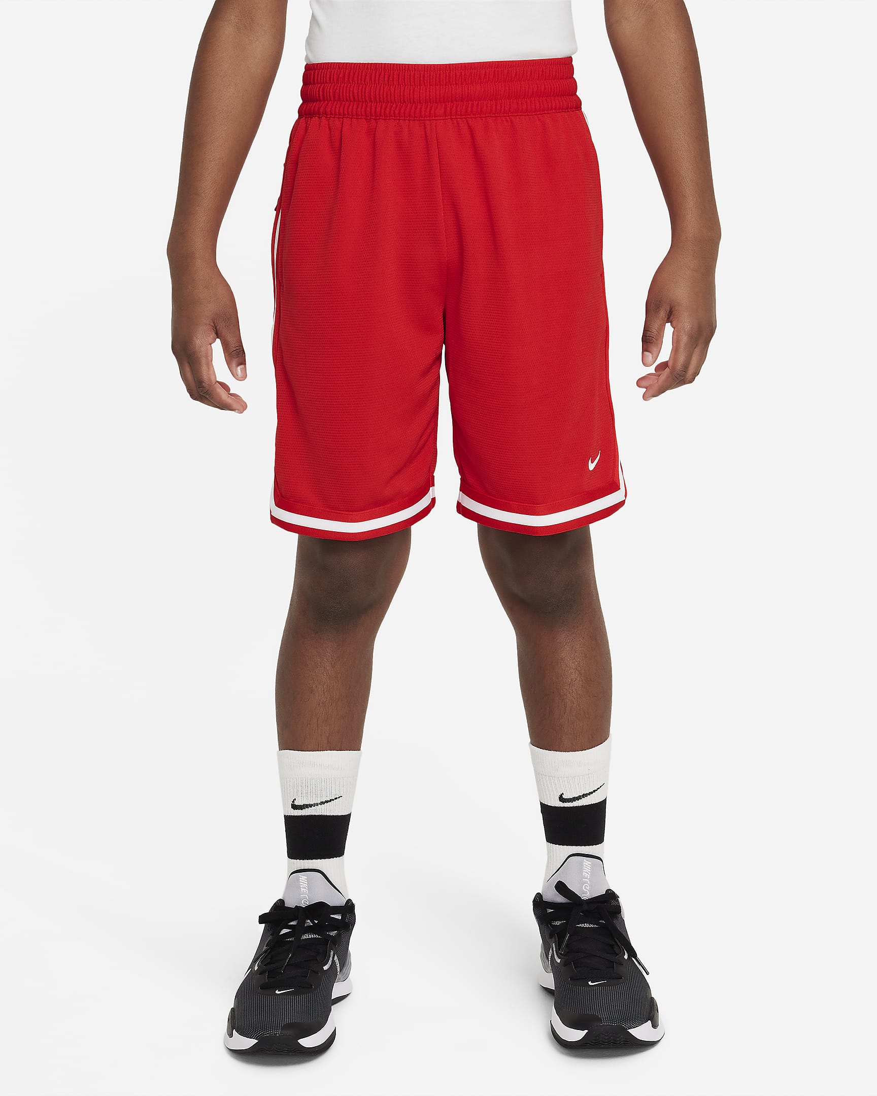 Nike Dri-FIT DNA 大童(男孩)透气速干篮球短裤 - 大学红/白色