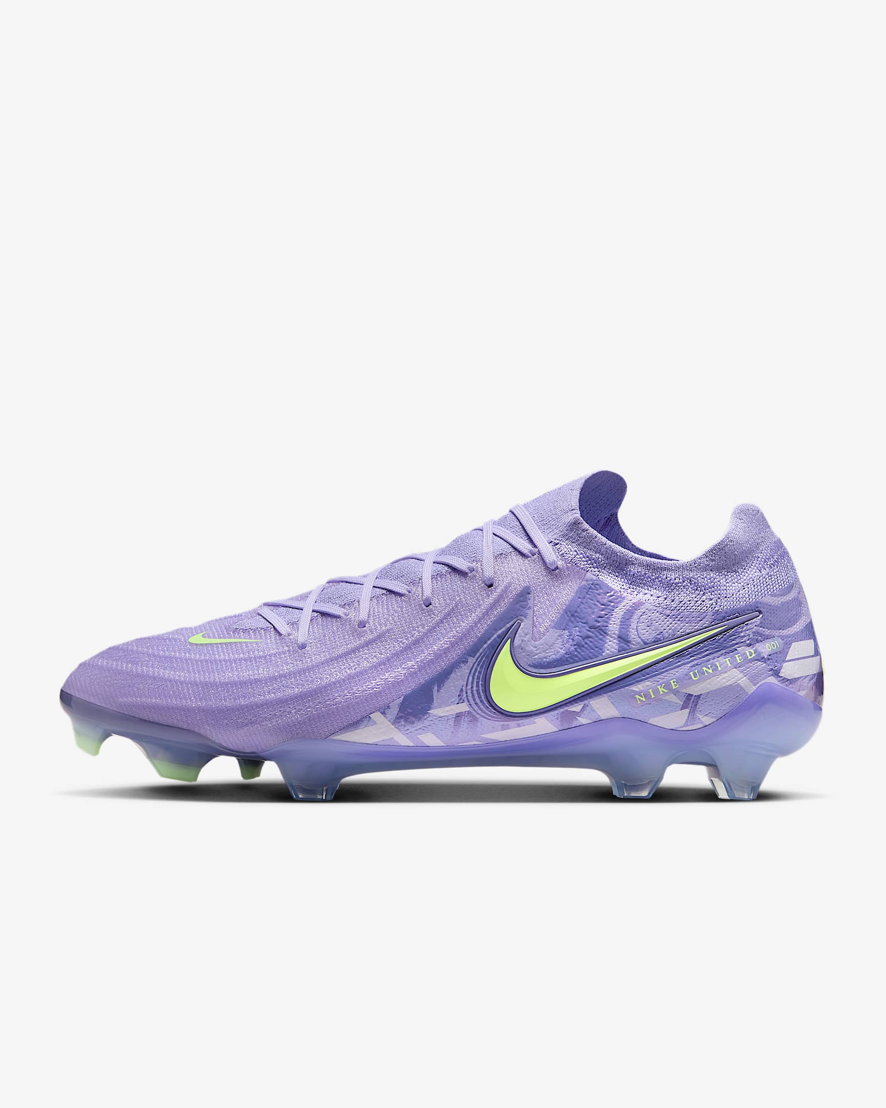 Nike United Phantom GX 2 Elite 耐克暗煞系列男/女天然硬质草地低帮足球鞋 - 玛瑙紫/微黄绿