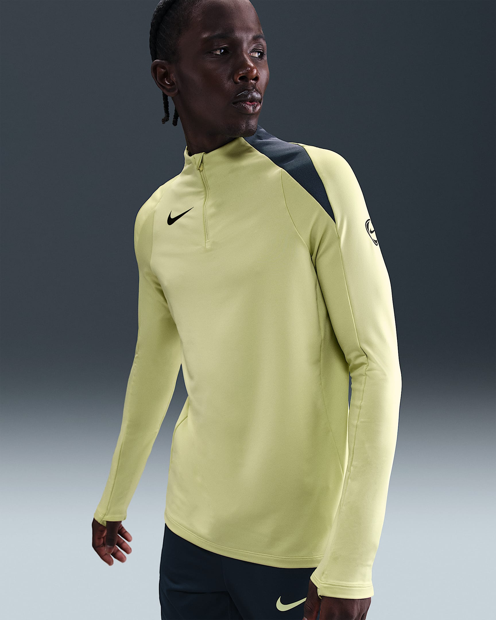 Nike Strike Dri-FIT 男子速干足球训练上衣 - 亮石灰色/亮石灰色/海藻绿/黑