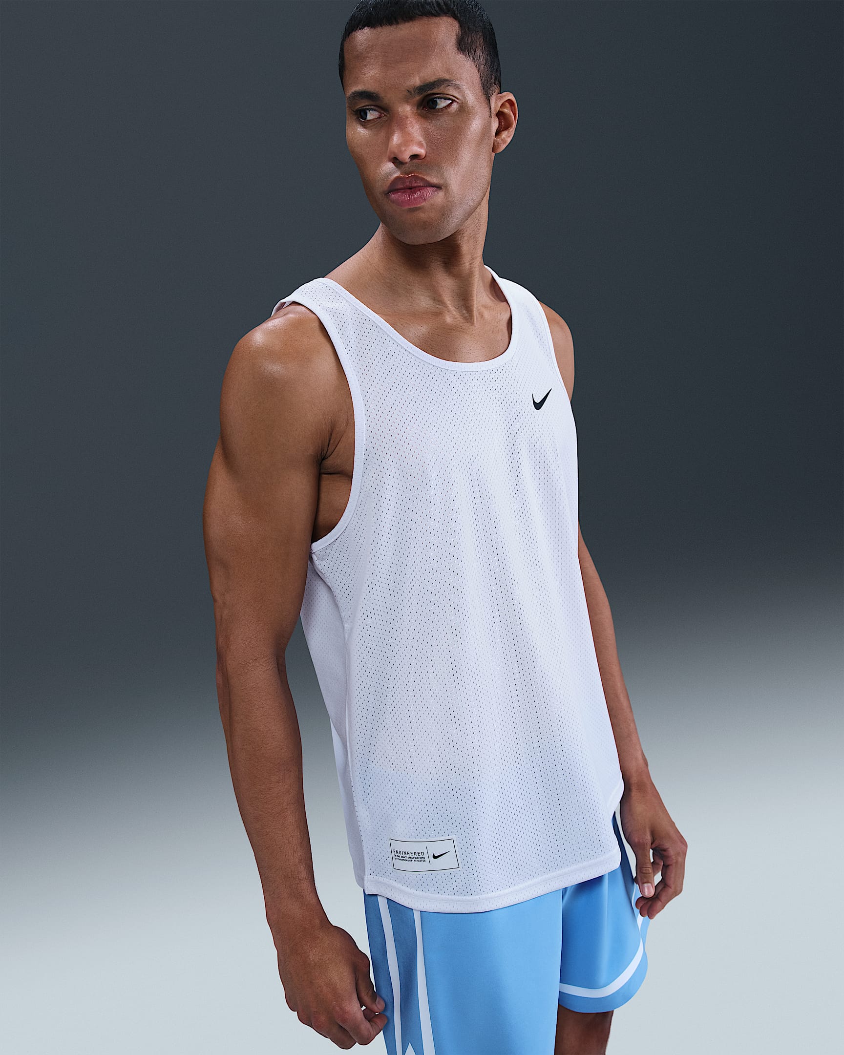 Nike Swim 男子网眼布背心 - 白色/黑
