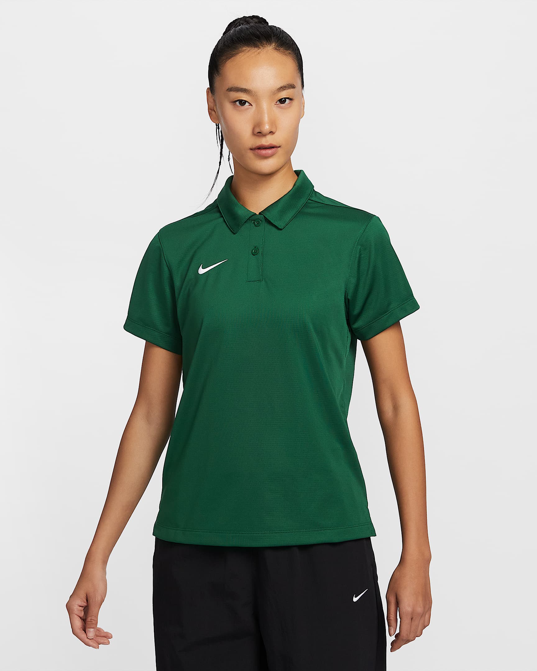 Nike Dri-FIT Stock 女子速干翻领T恤 - 峡谷绿