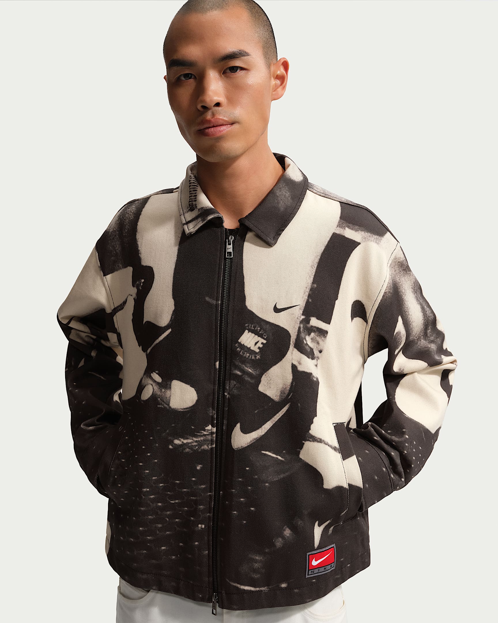 Nike Life 男子运动休闲夹克 - 黑/白色