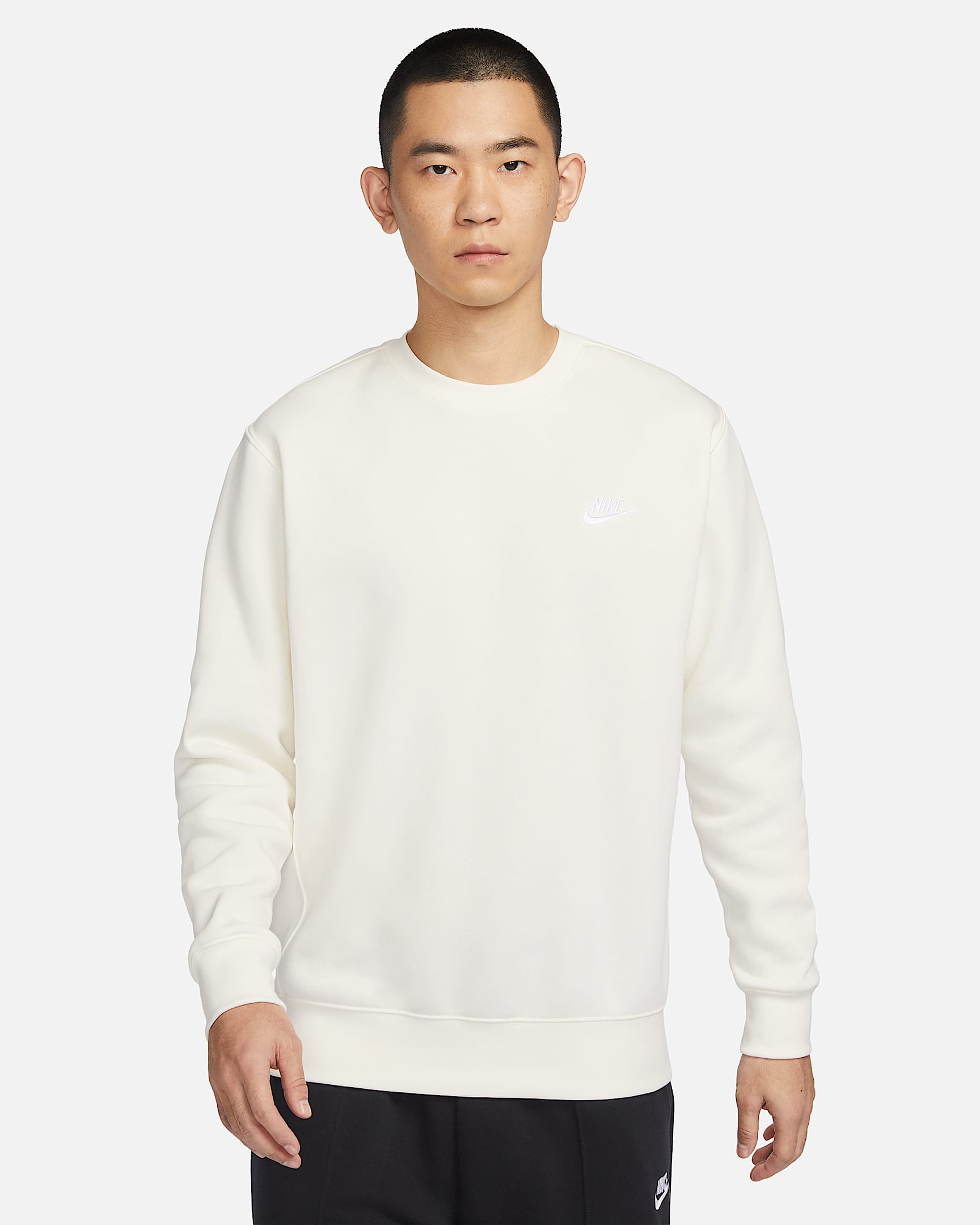 Nike Sportswear Club Fleece 男子加绒圆领上衣 - 帆白/白色