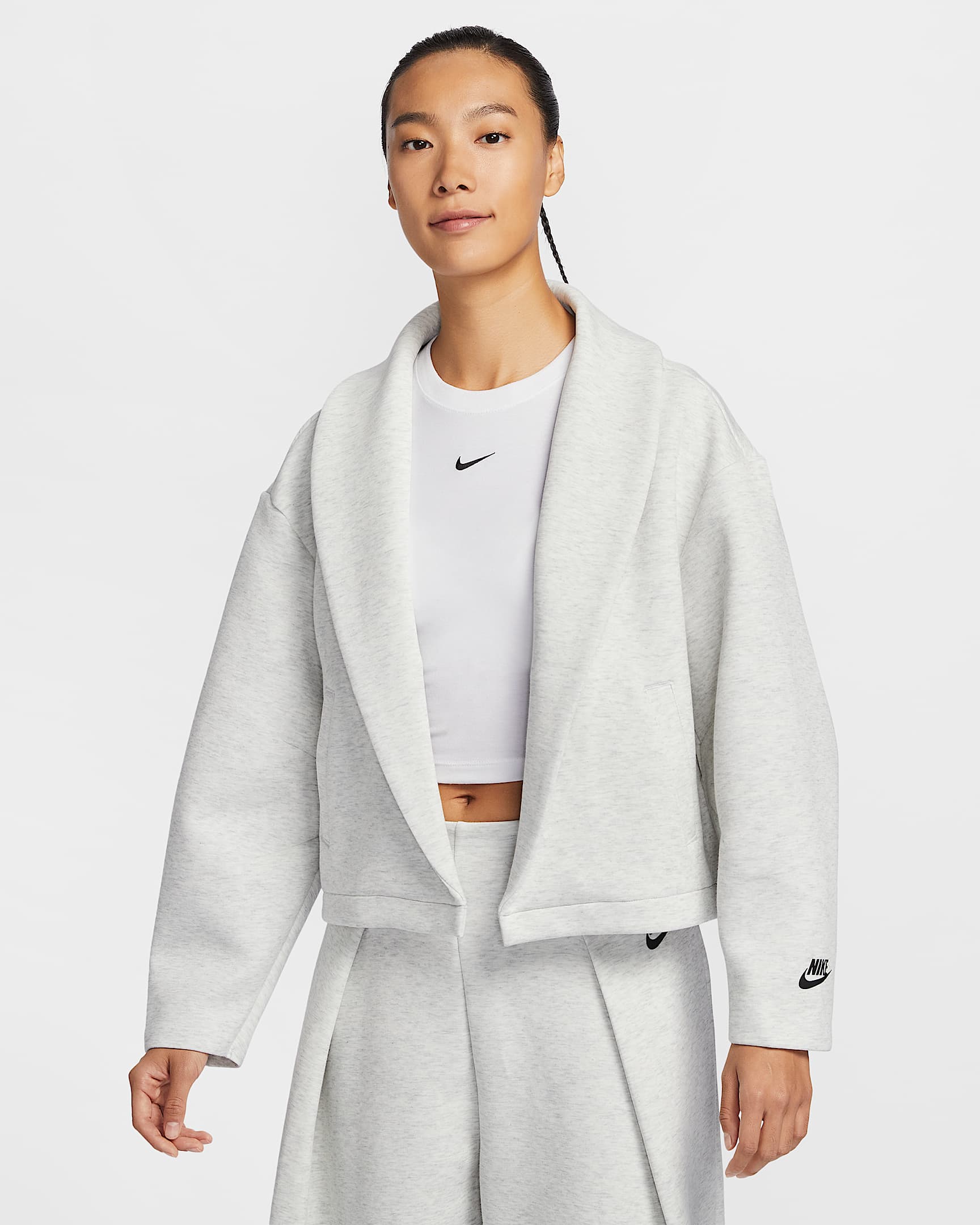 Nike Sportswear Tech Fleece 女子 Oversize 风外套 - 浅灰/调色/黑