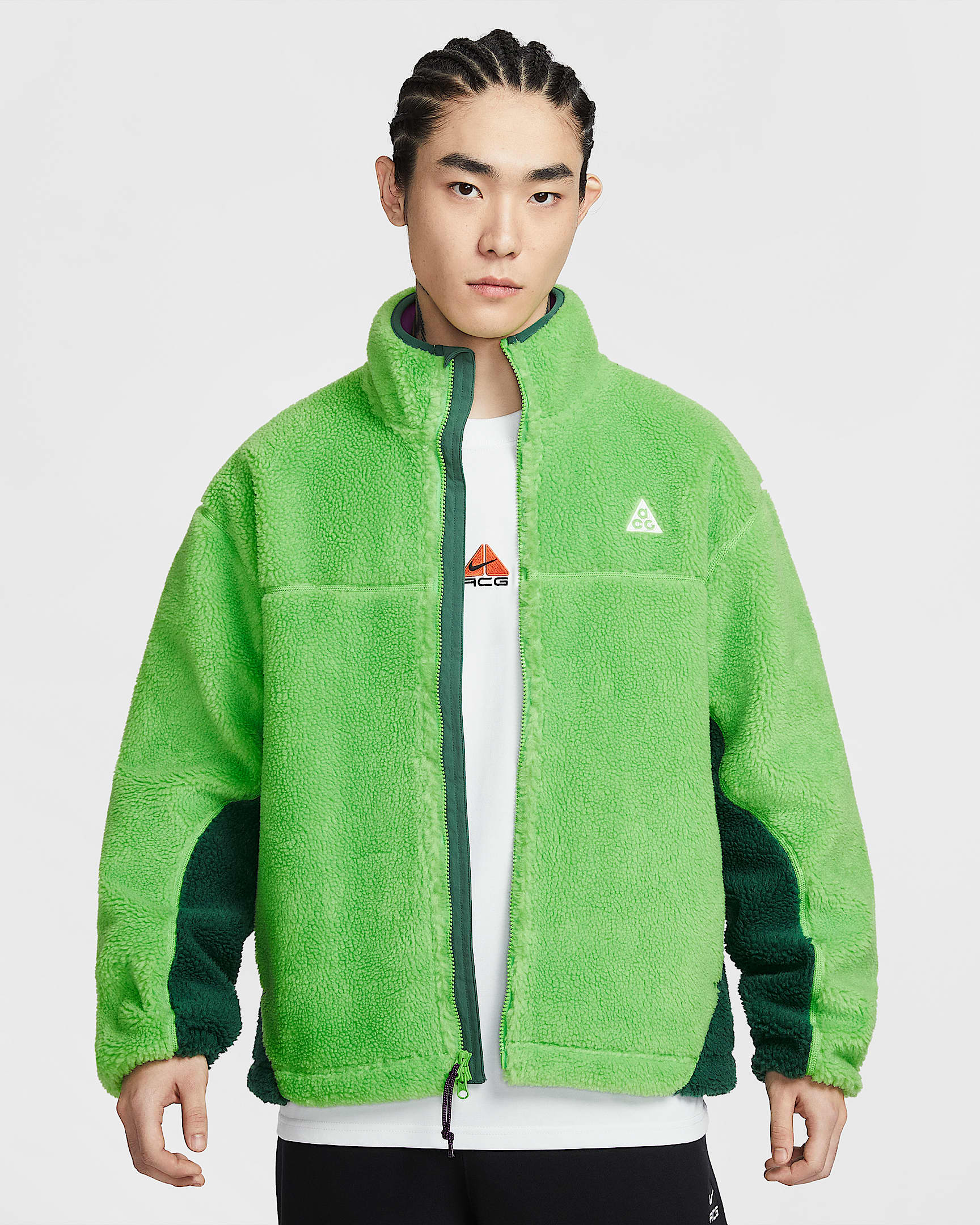 Nike ACG "Canwell Glacier" Therma-FIT ADV 男子仿羊羔绒夹克 - 明绿/冷杉绿/明亮紫/山峰白