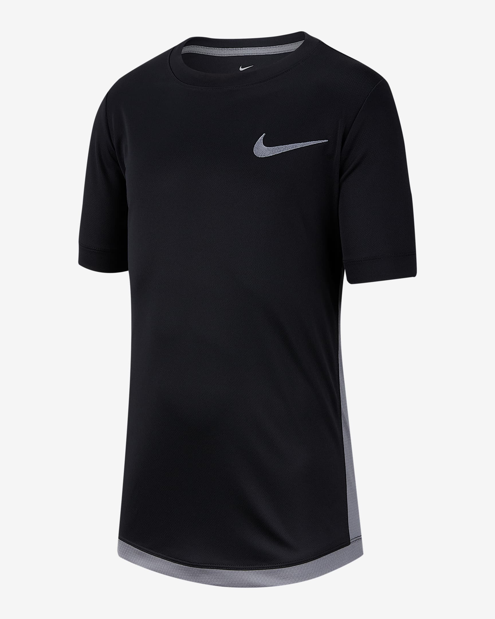 Nike Dri-FIT 大童(男孩)短袖训练上衣 - 黑/冷灰/冷灰