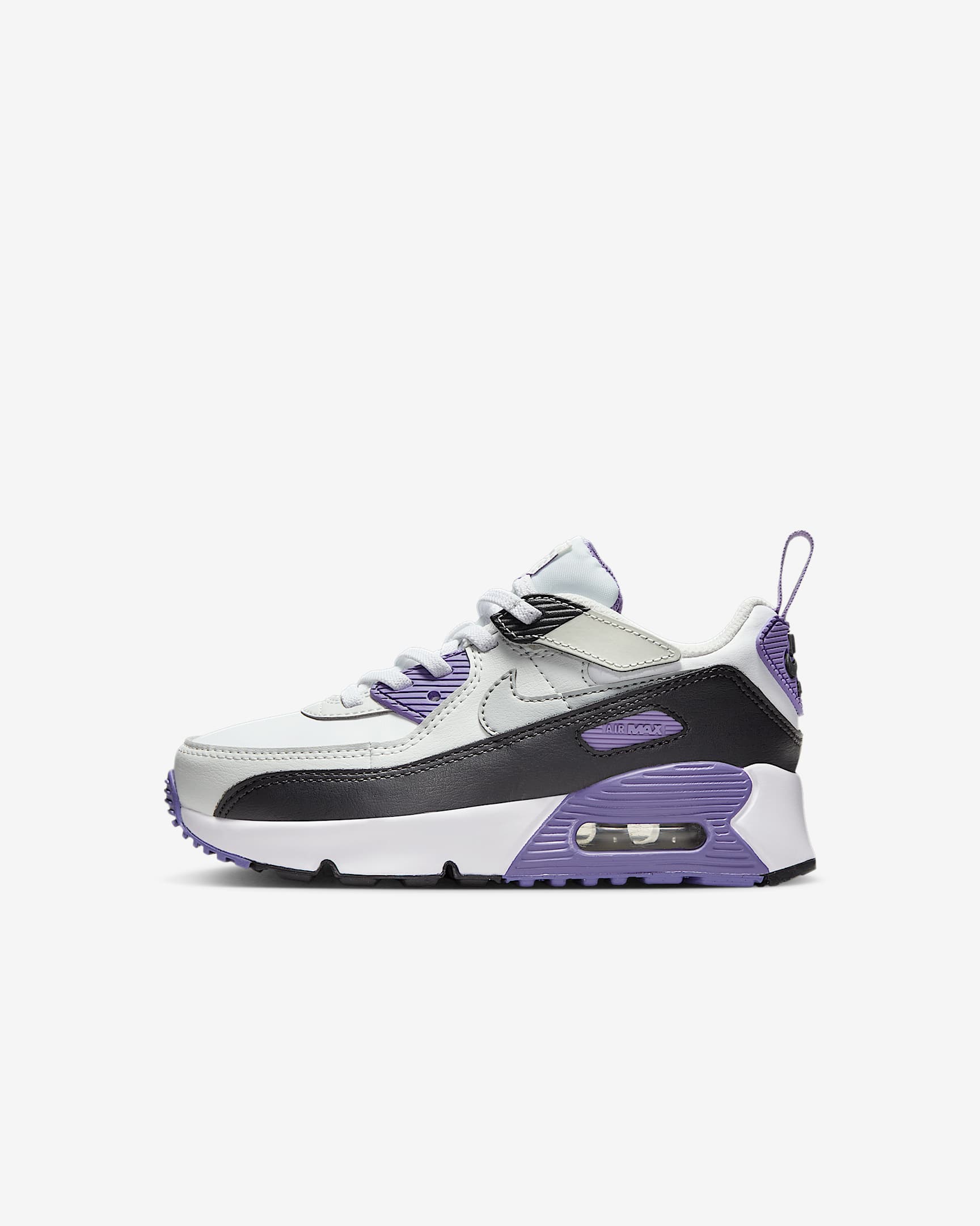 Nike Air Max 90 EasyOn 幼童易穿脱运动鞋 - 白色/暗紫/尘光子色/浅烟灰