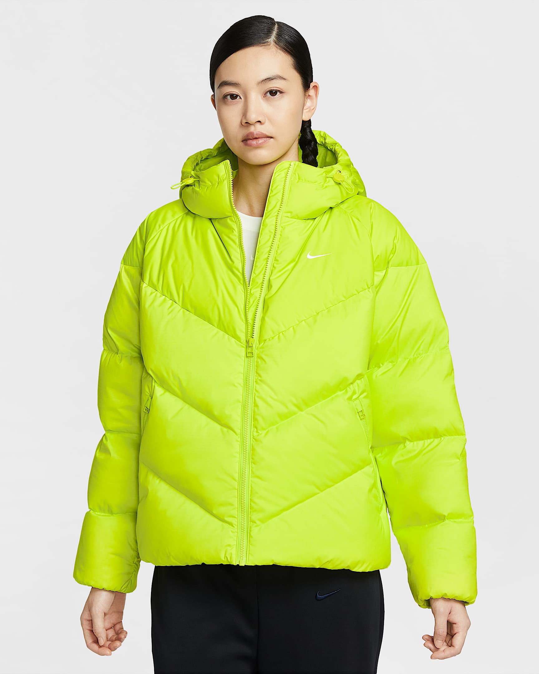 Nike Sportswear Windpuffer Storm-FIT 耐克升级款暖风系列女子防风拒水连帽羽绒夹克 - 明黄/帆白