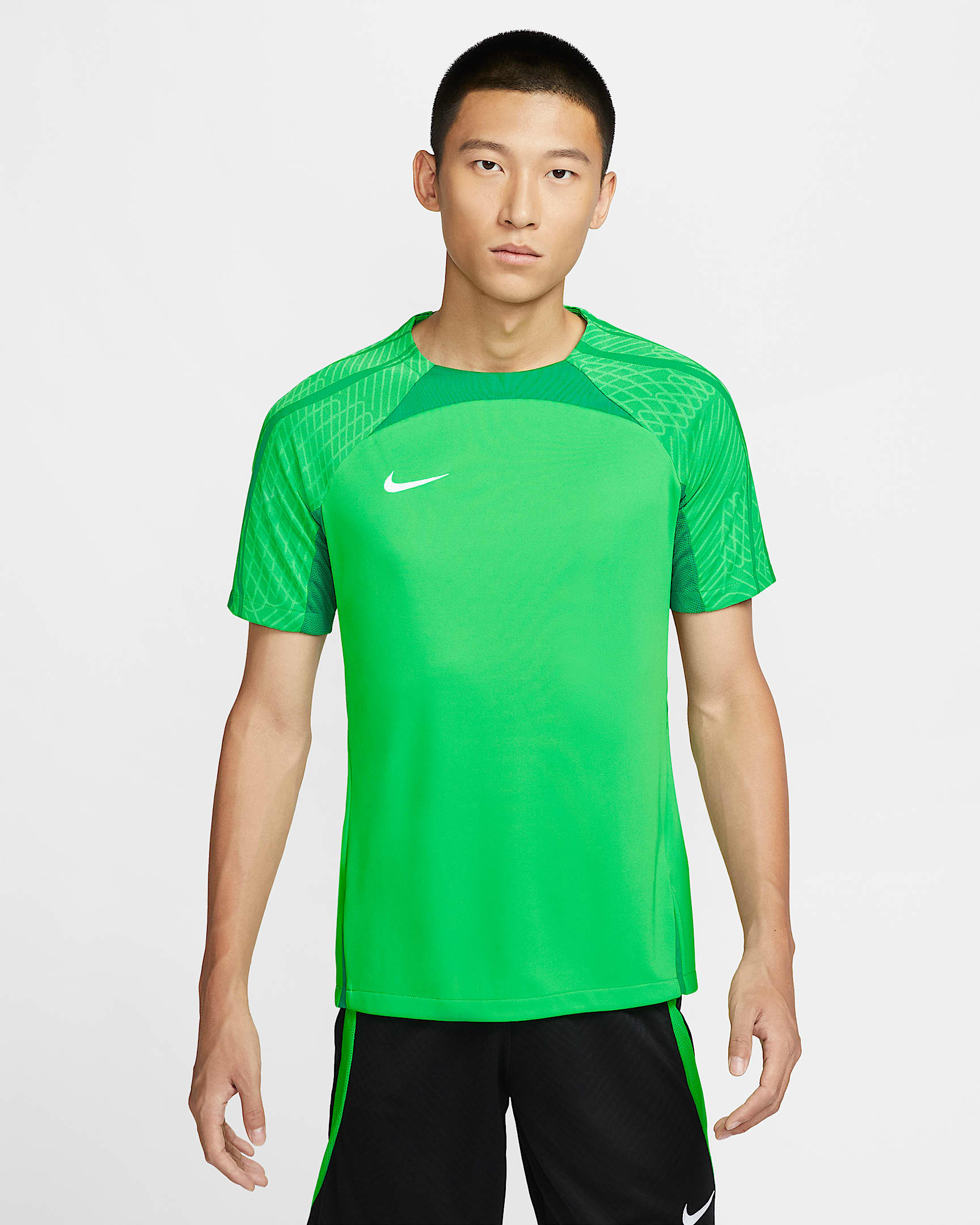 Nike Dri-FIT Strike 男子速干短袖足球上衣 - 闪亮绿/幸运绿/白色