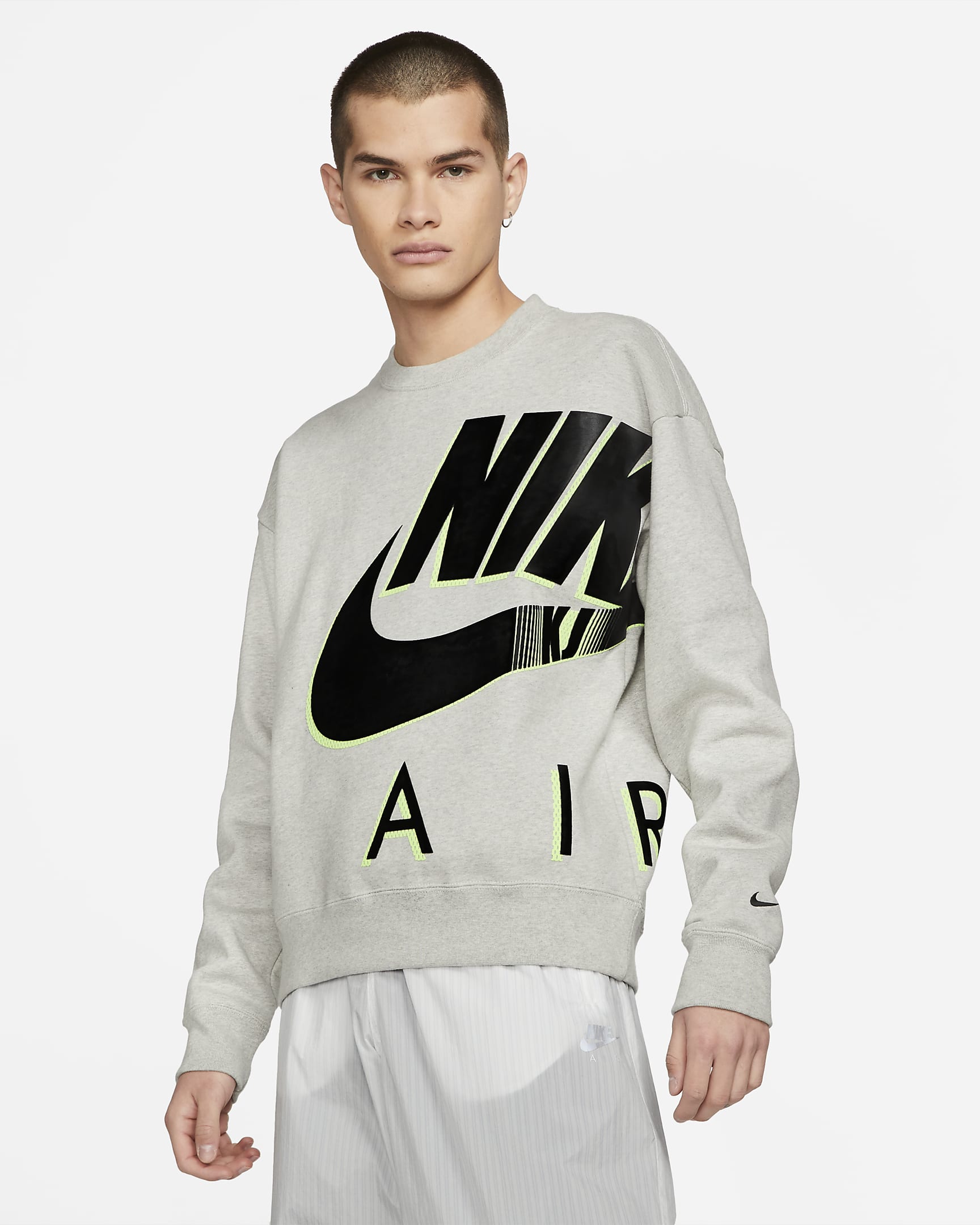 Nike x Kim Jones 男/女起绒圆领上衣 - 麻灰