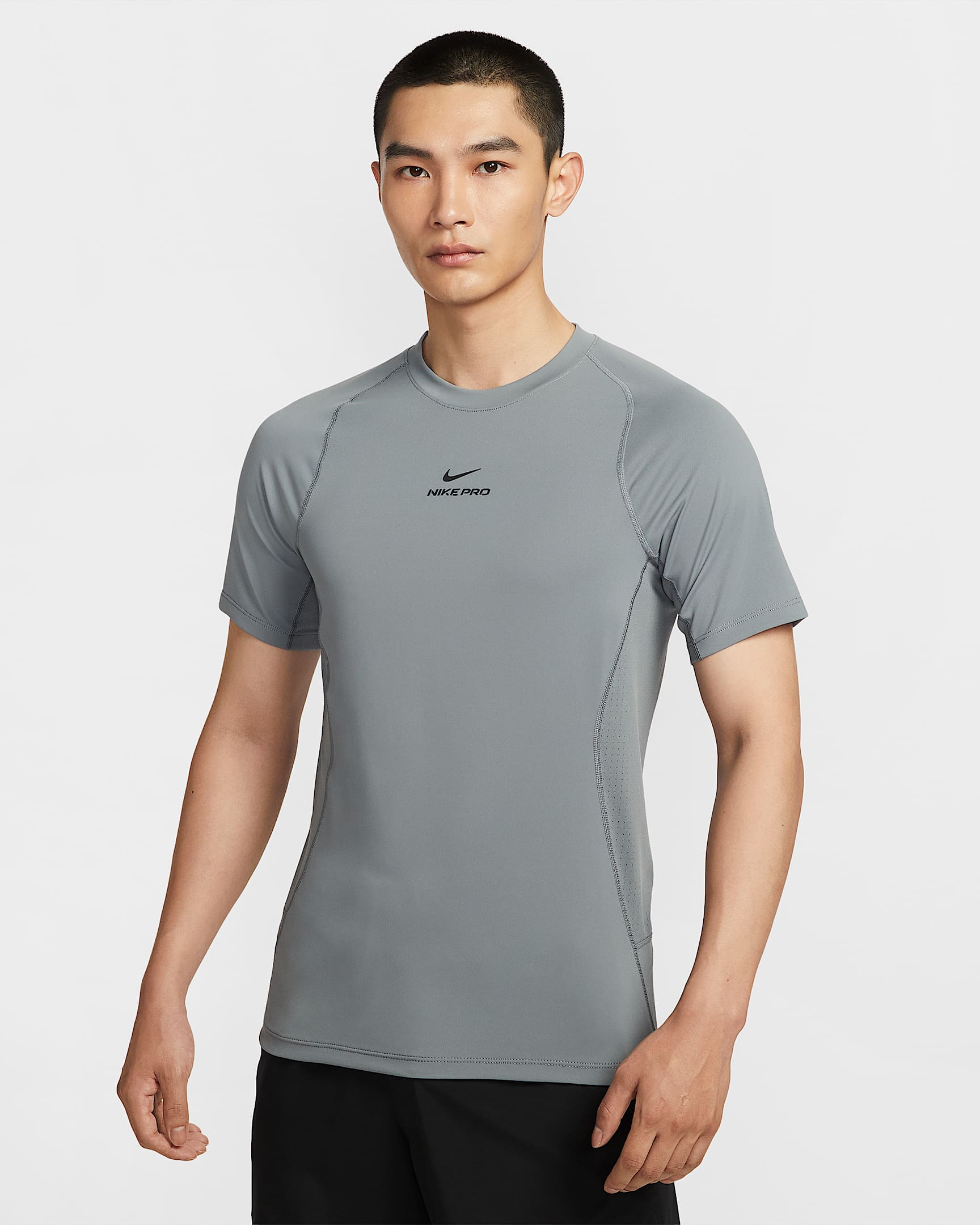 Nike Pro Training Dri-FIT 男子速干短袖训练上衣 - 烟灰/黑