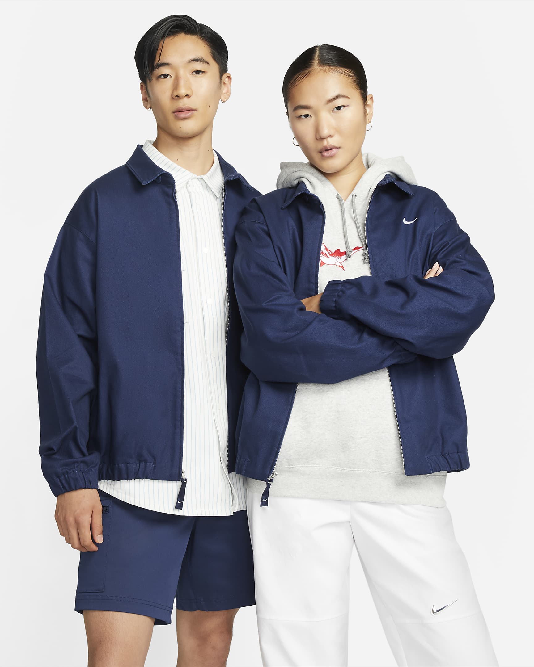 Nike SB 男/女滑板夹克 - 深藏青/白色