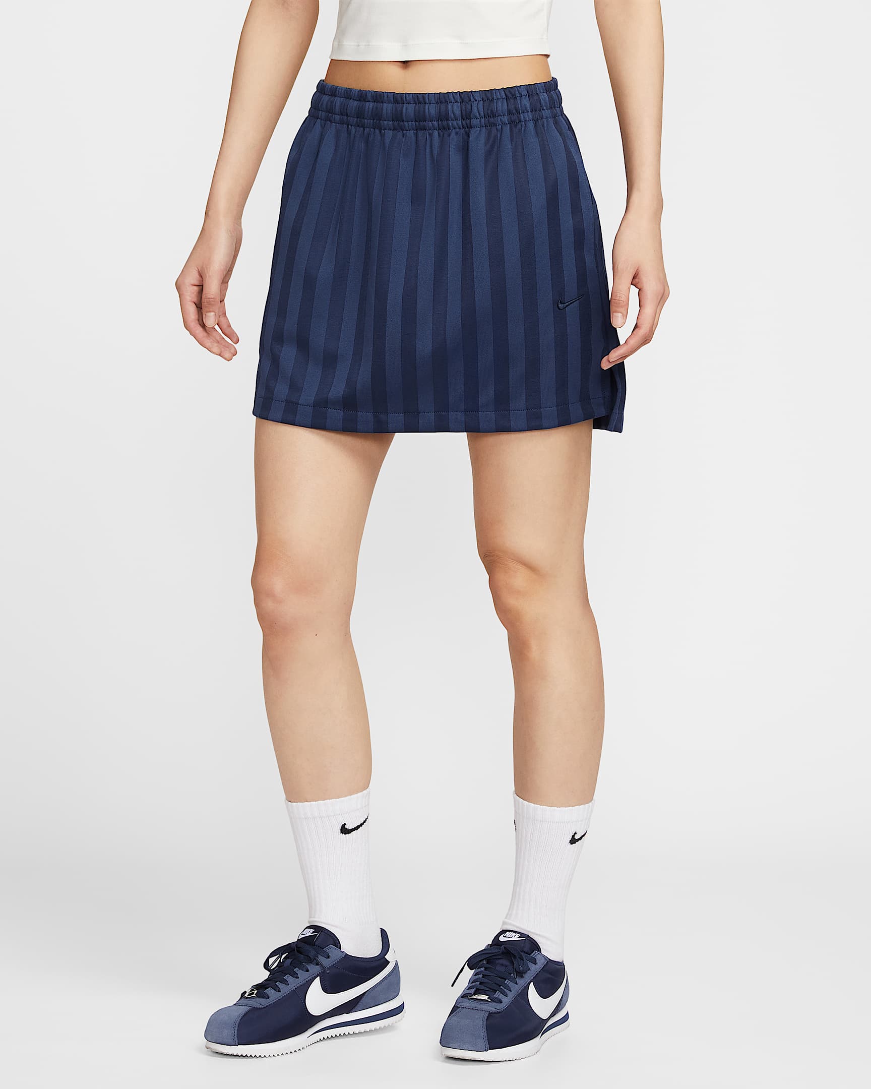 Nike Sportswear 女子提花条纹半身裙 - 深藏青/黑曜石色