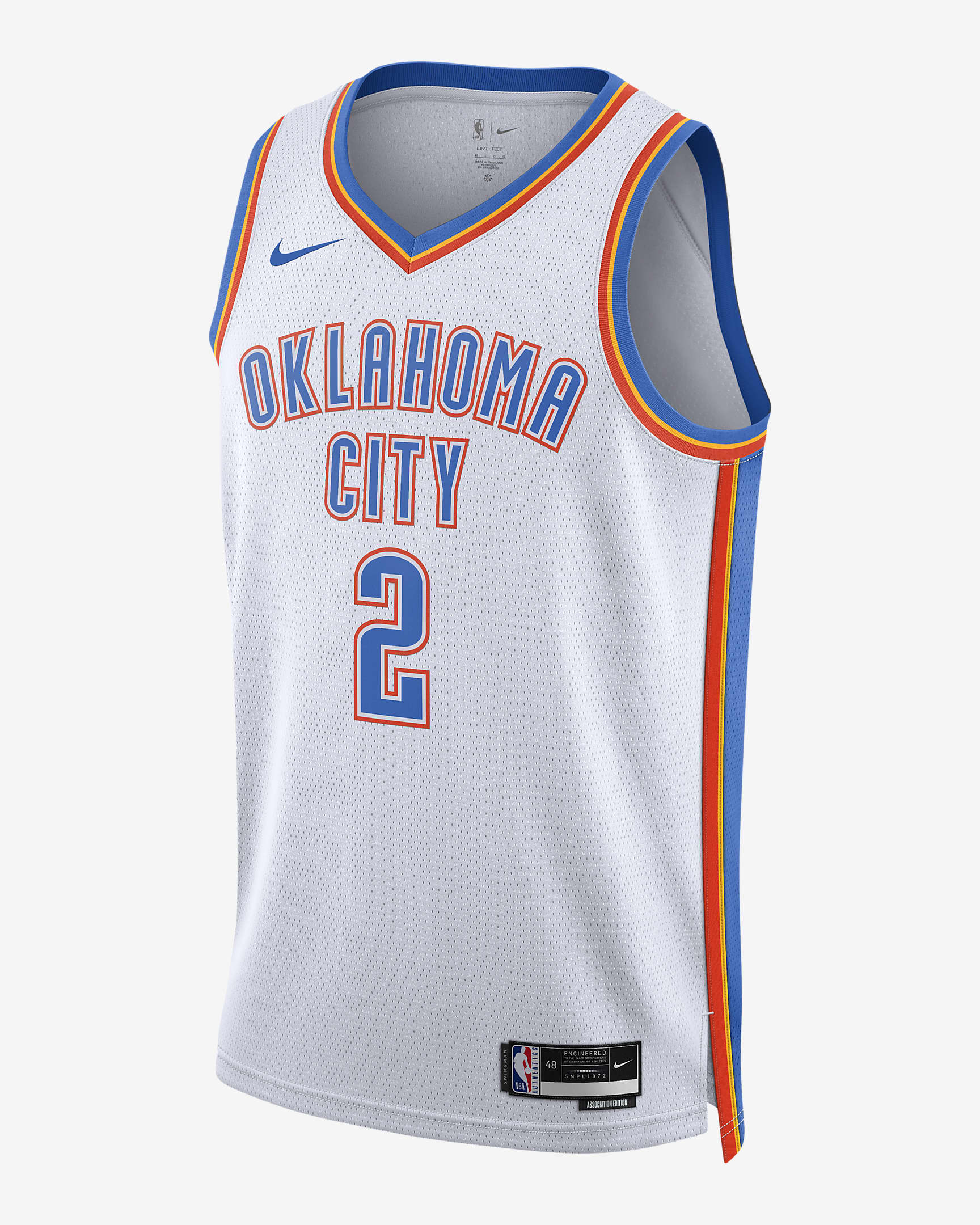 俄克拉荷马城雷霆队 Association Edition Nike Dri-FIT NBA Swingman Jersey 男子速干球衣 - 白色