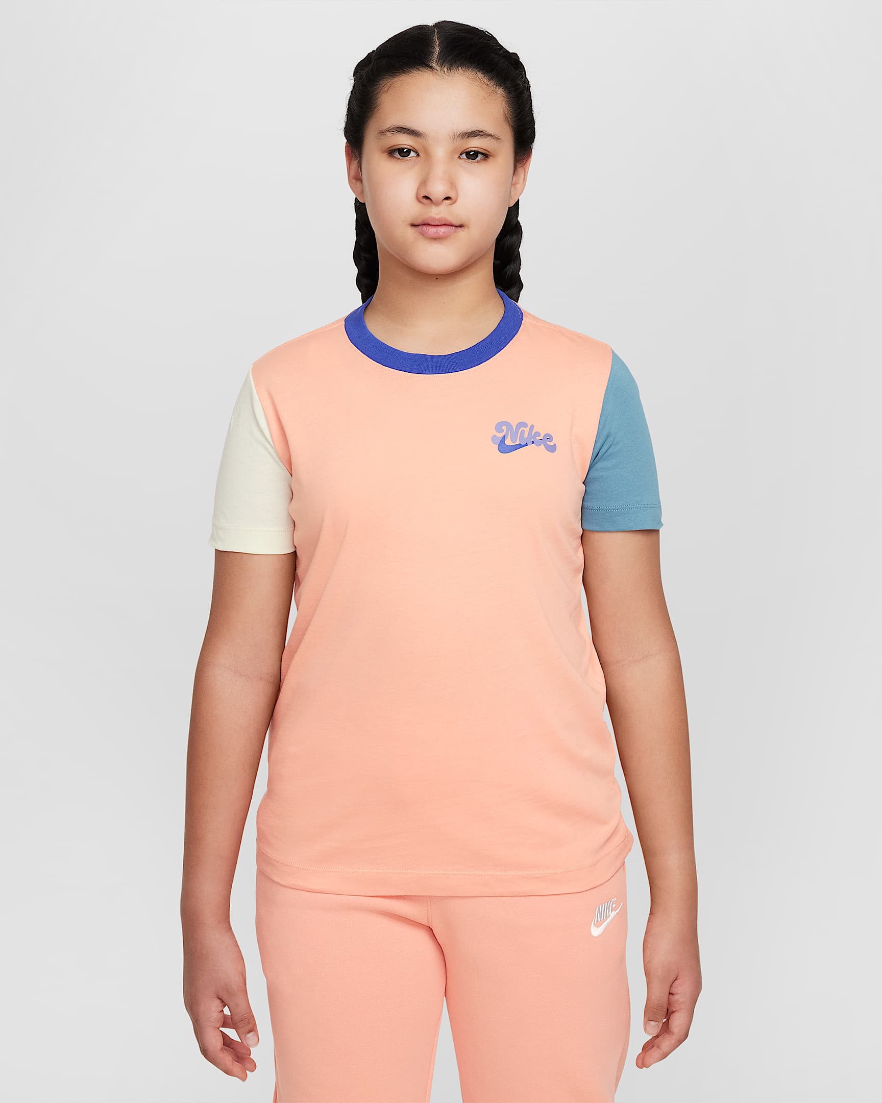 Nike Sportswear 大童T恤 - 杏黄粉