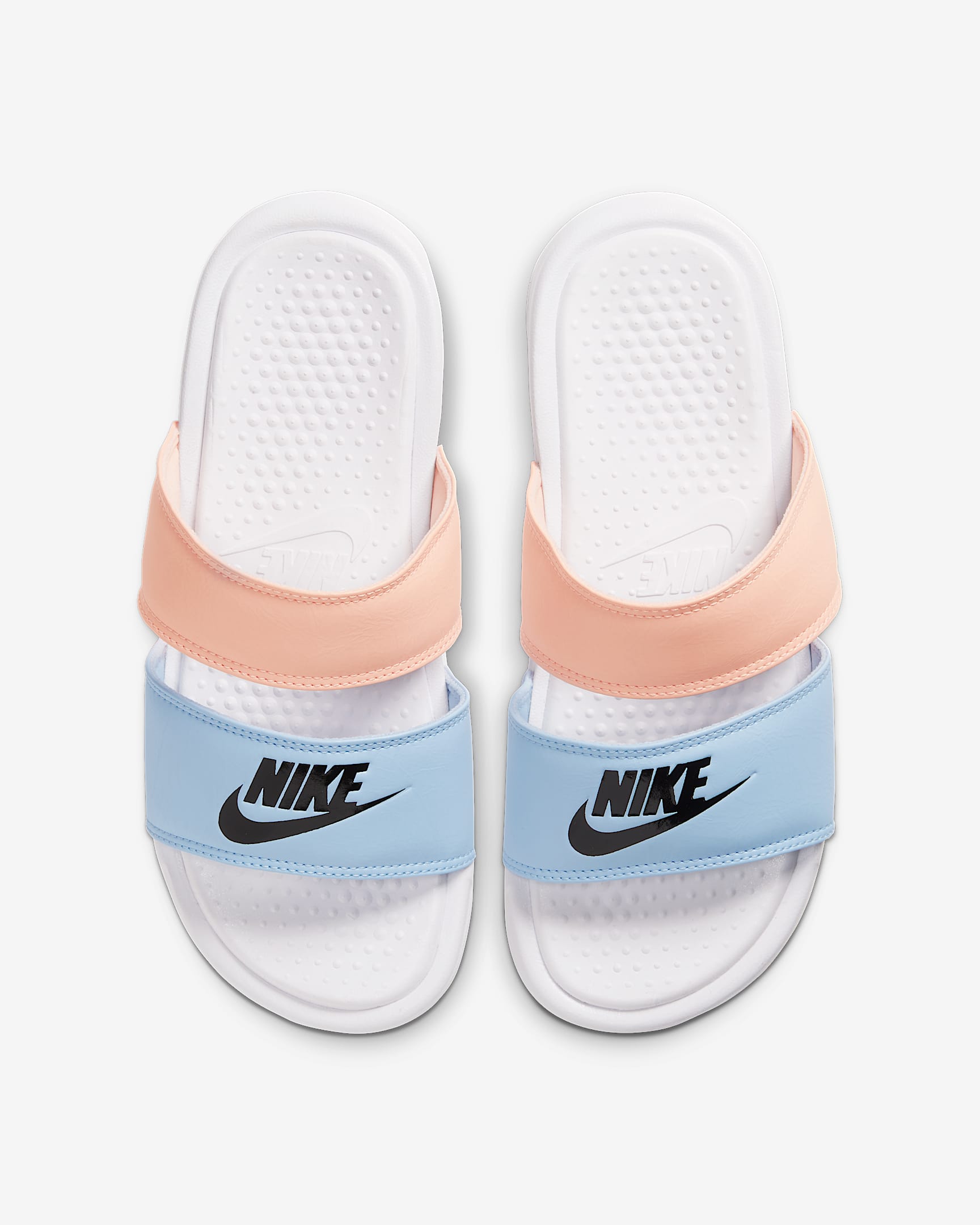 Nike Benassi Duo Ultra Slide 女子拖鞋 - 白色/氢蓝/水洗珊瑚红/黑