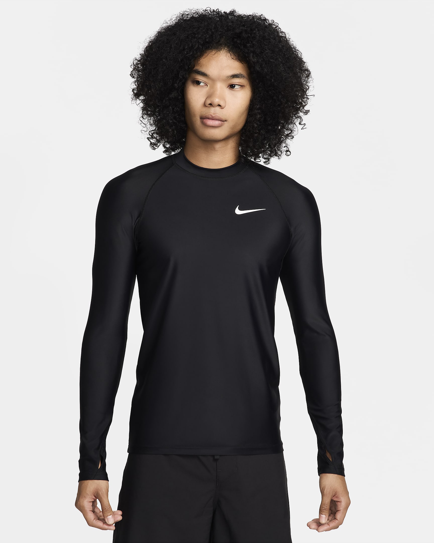 Nike Swim Whitewater 男子防晒长袖冲浪衣 - 黑/白色