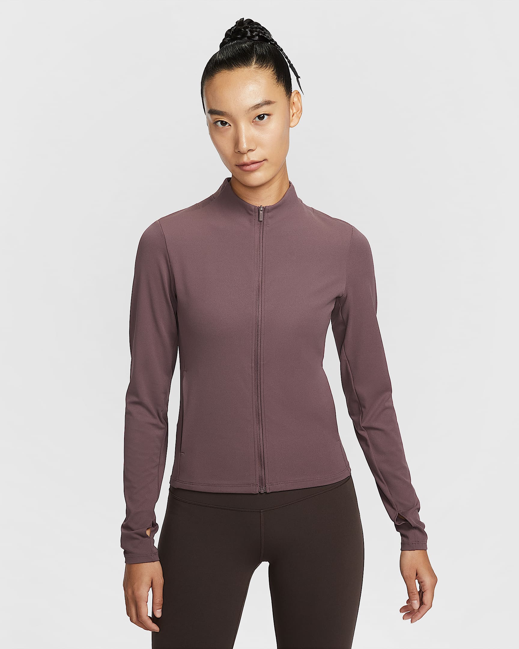Nike Zenvy Dri-FIT 女子速干全长拉链开襟上衣 - 图腾黑紫/白色