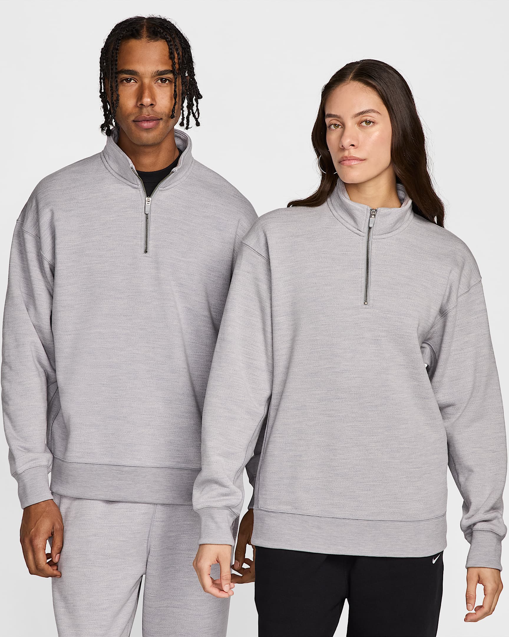 Nike Wool Classics 男/女 1/4 拉链开襟上衣 - 亚银/调色