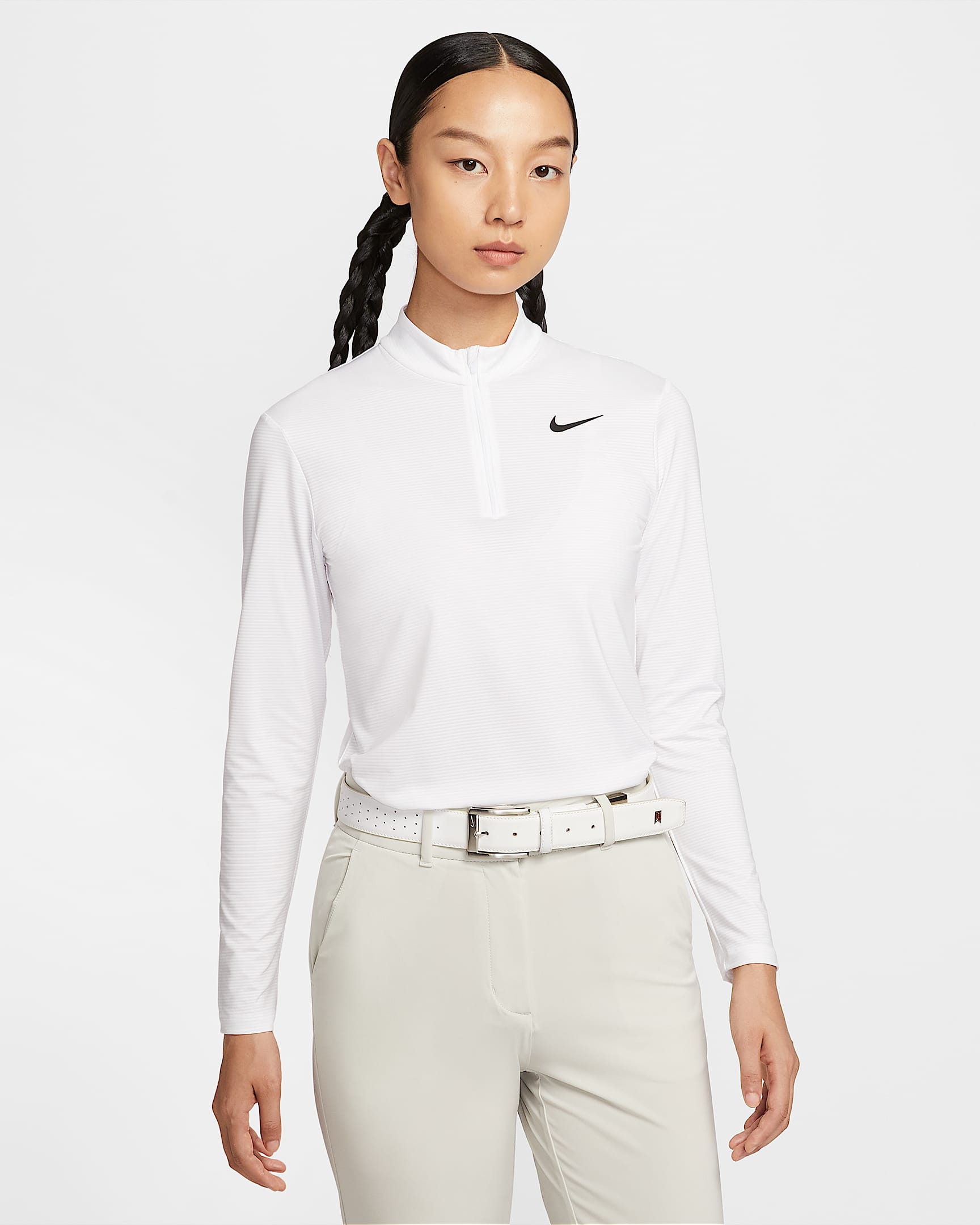 Nike Victory Dri-FIT 女子防晒速干 1/4 拉链开襟高尔夫上衣 - 白色/黑