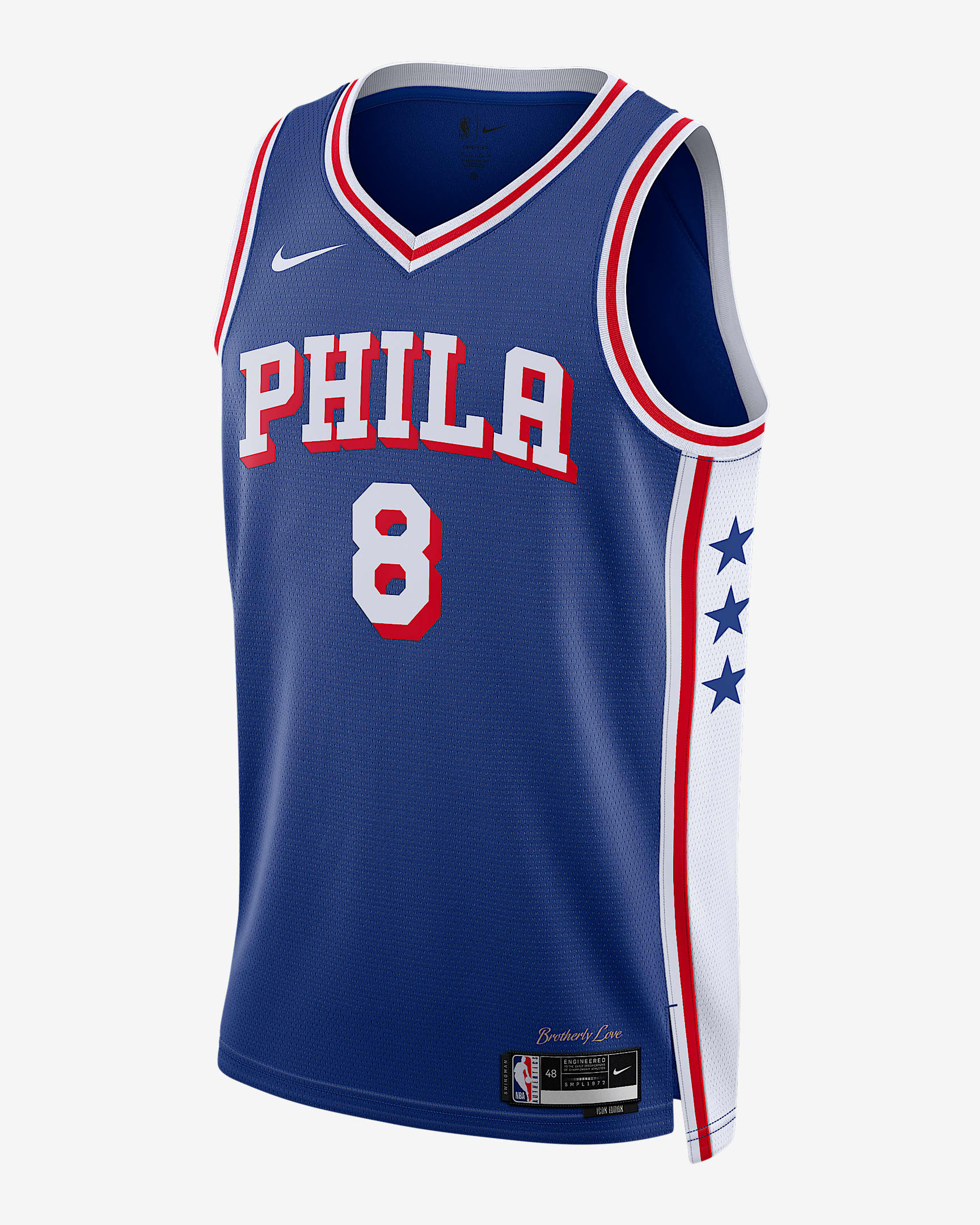 费城 76 人队 Icon Edition Nike Dri-FIT NBA Swingman Jersey 男子速干球衣 - 灯草蓝