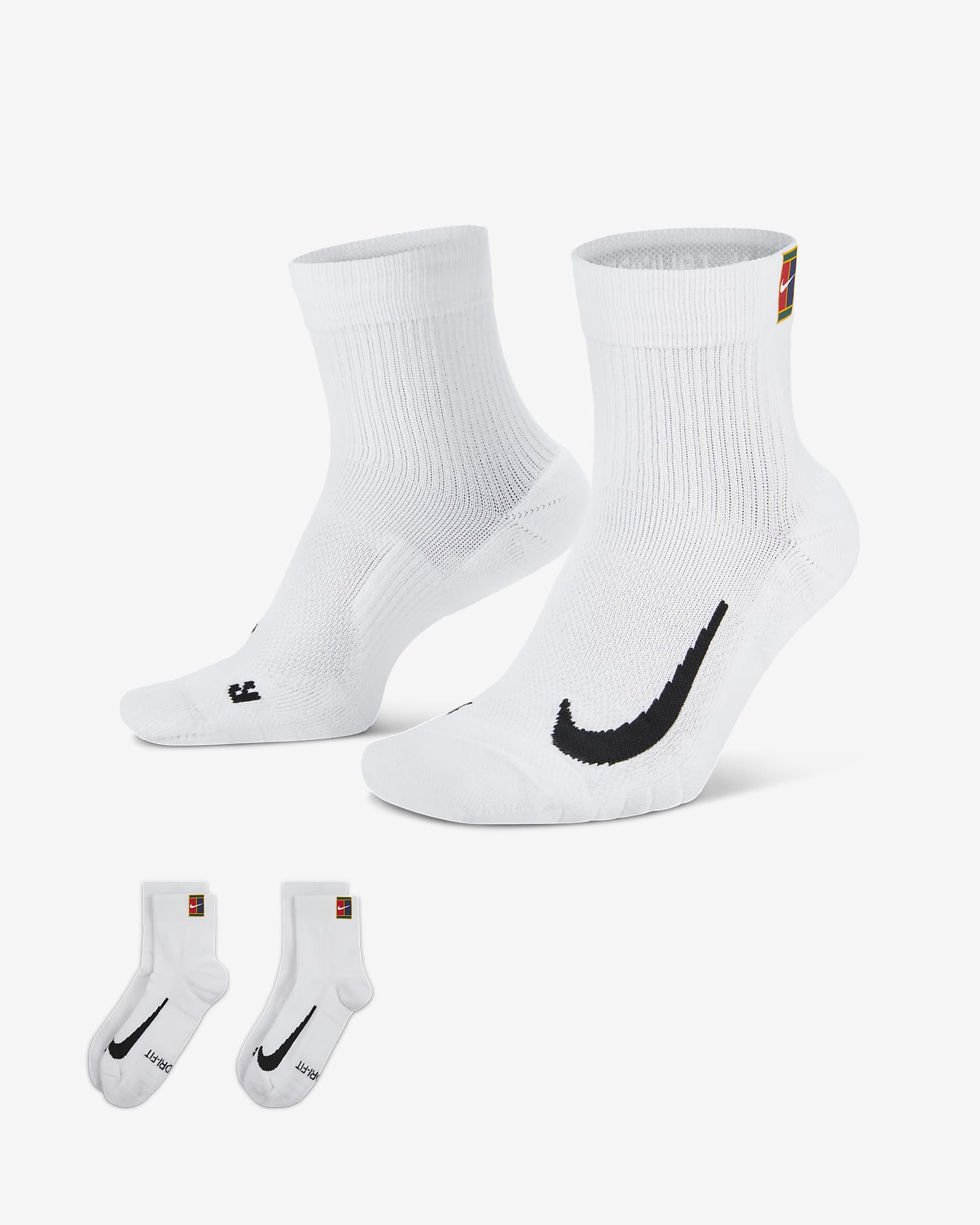 NikeCourt Multiplier Max 速干网球运动短袜(2 双) - 白色/白色