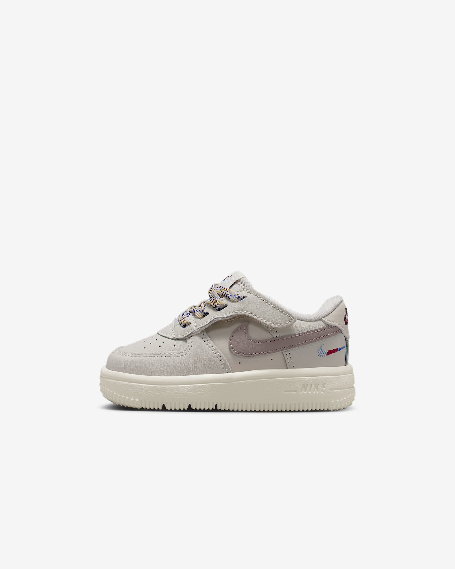 Nike Force 1 Low LV8 EasyOn 婴童运动鞋 - 浅土褐/鲜亮勃艮第酒红/彗星蓝/麦芽黄