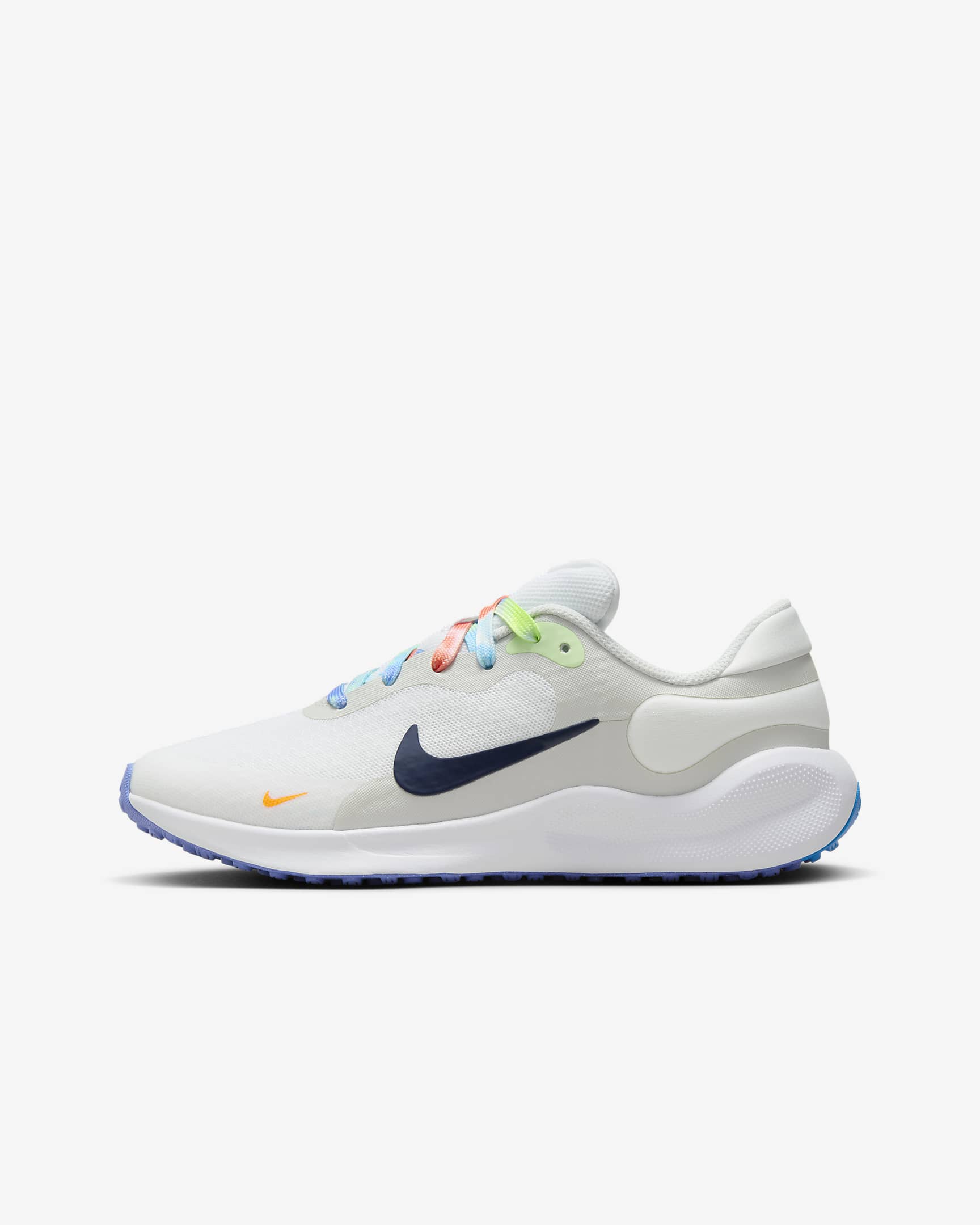 Nike Revolution 7 Next Nature SE 大童公路跑步鞋 - 白色/尘光子色/蒸气绿/深藏青