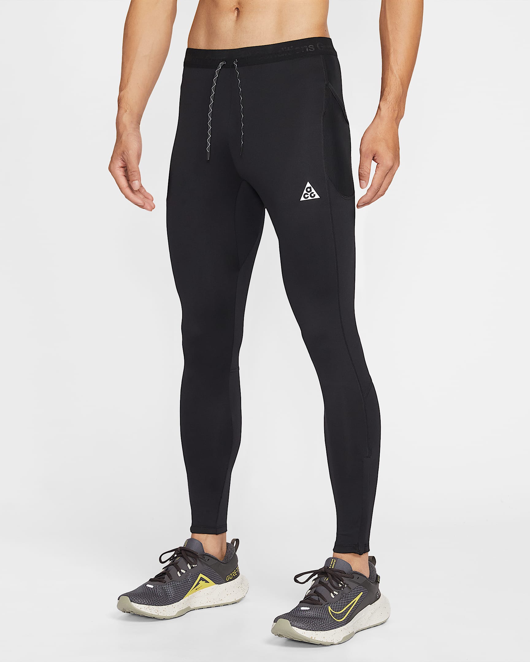 Nike ACG Dri-FIT ADV 男子速干越野跑步紧身裤 - 黑/山峰白