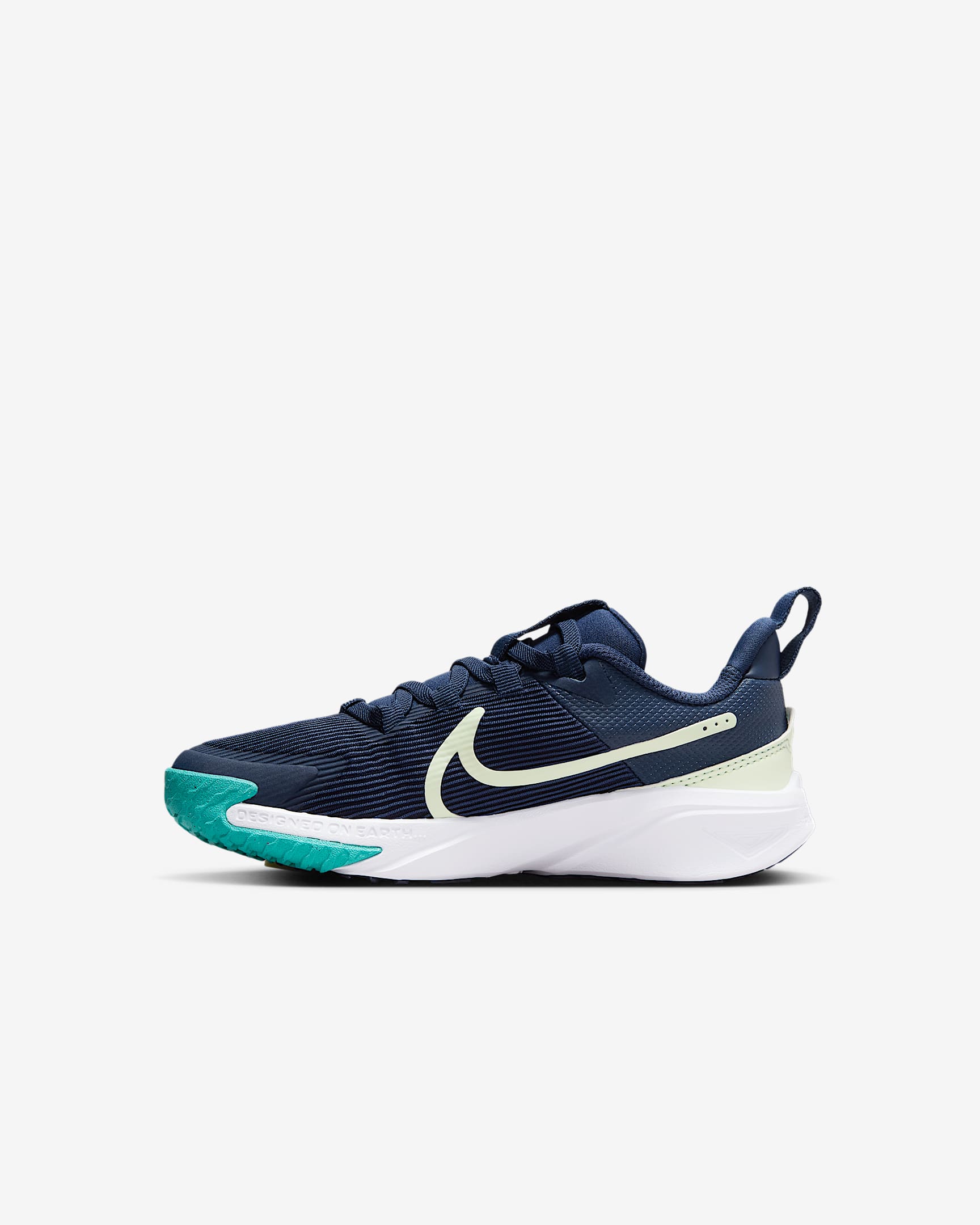 Nike Star Runner 4 幼童透气免系鞋带运动鞋 - 深藏青/仙人掌绿/白色/浅荧光黄
