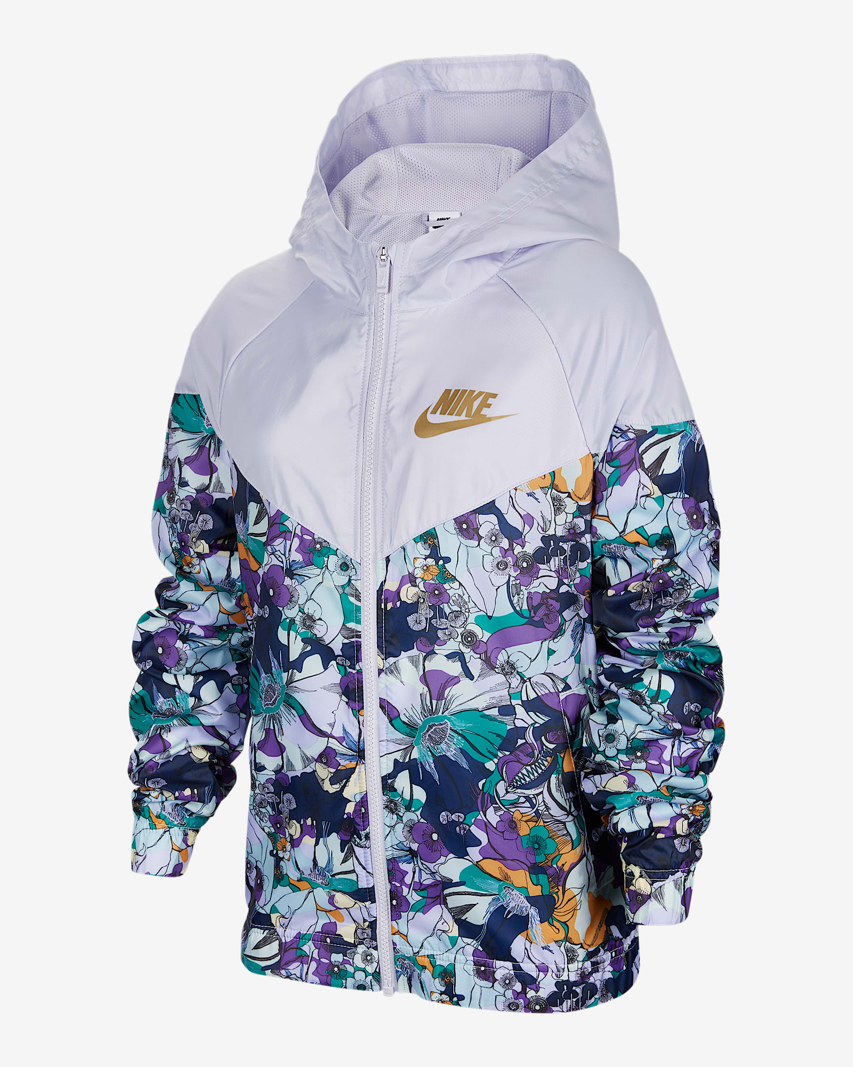 Nike Sportswear Windrunner 大童（女孩）印花夹克 - 粉紫/金属色