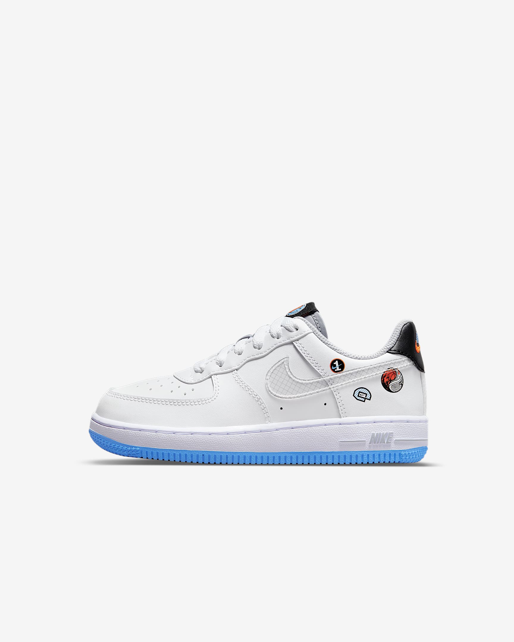Nike Force 1 LV8 3 (PS) 幼童运动童鞋 - 白色/狼灰/黑/多色