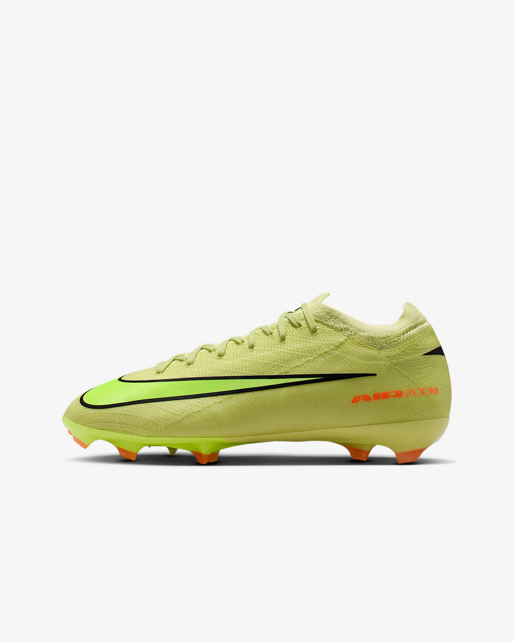 Nike Jr. Mercurial Vapor 16 Pro 耐克刺客系列大童 FG 天然硬质草地低帮足球鞋 - 亮石灰色/橙红/荧光黄