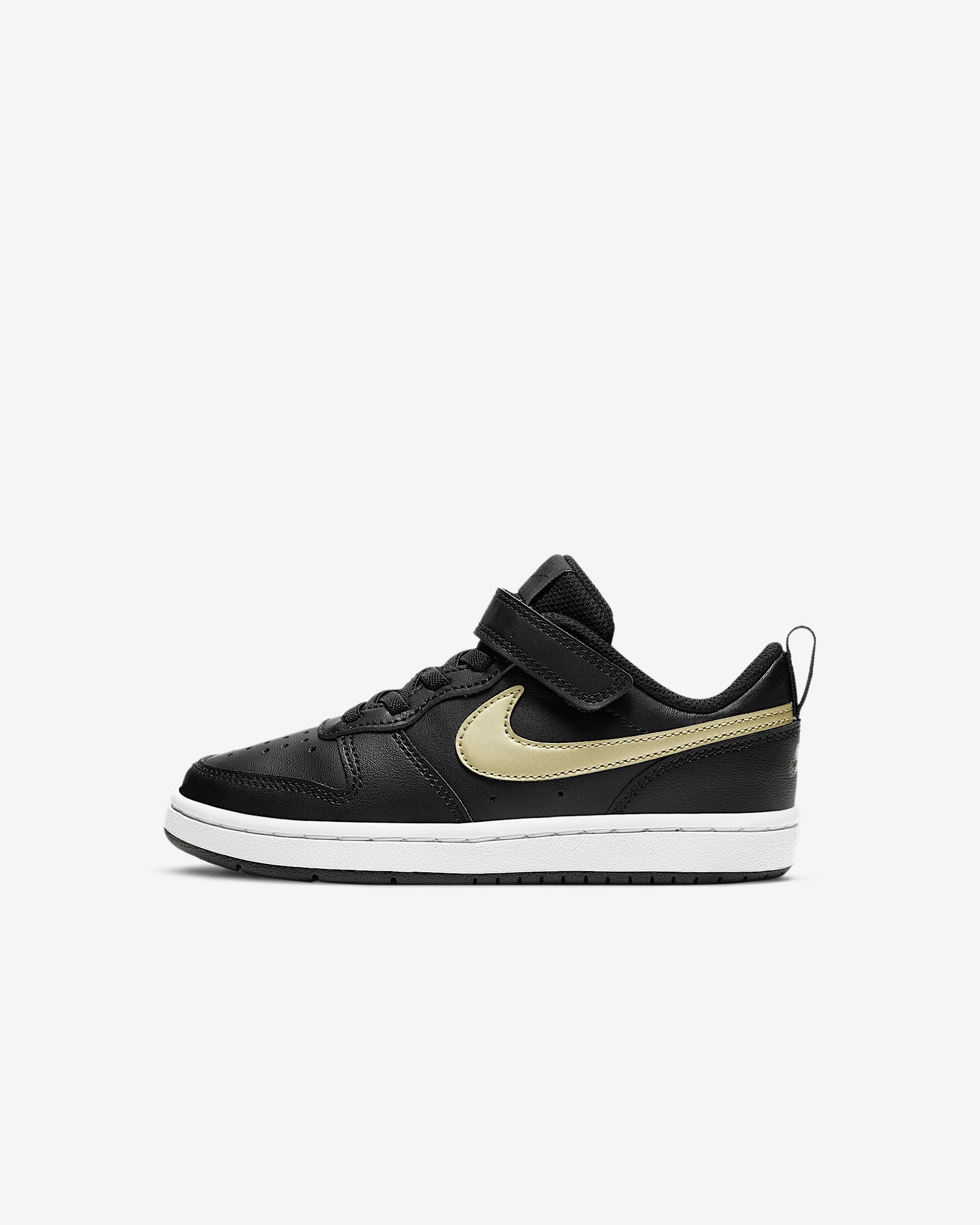 Nike Court Borough Low 2 幼童运动鞋 - 黑/金属耀眼金