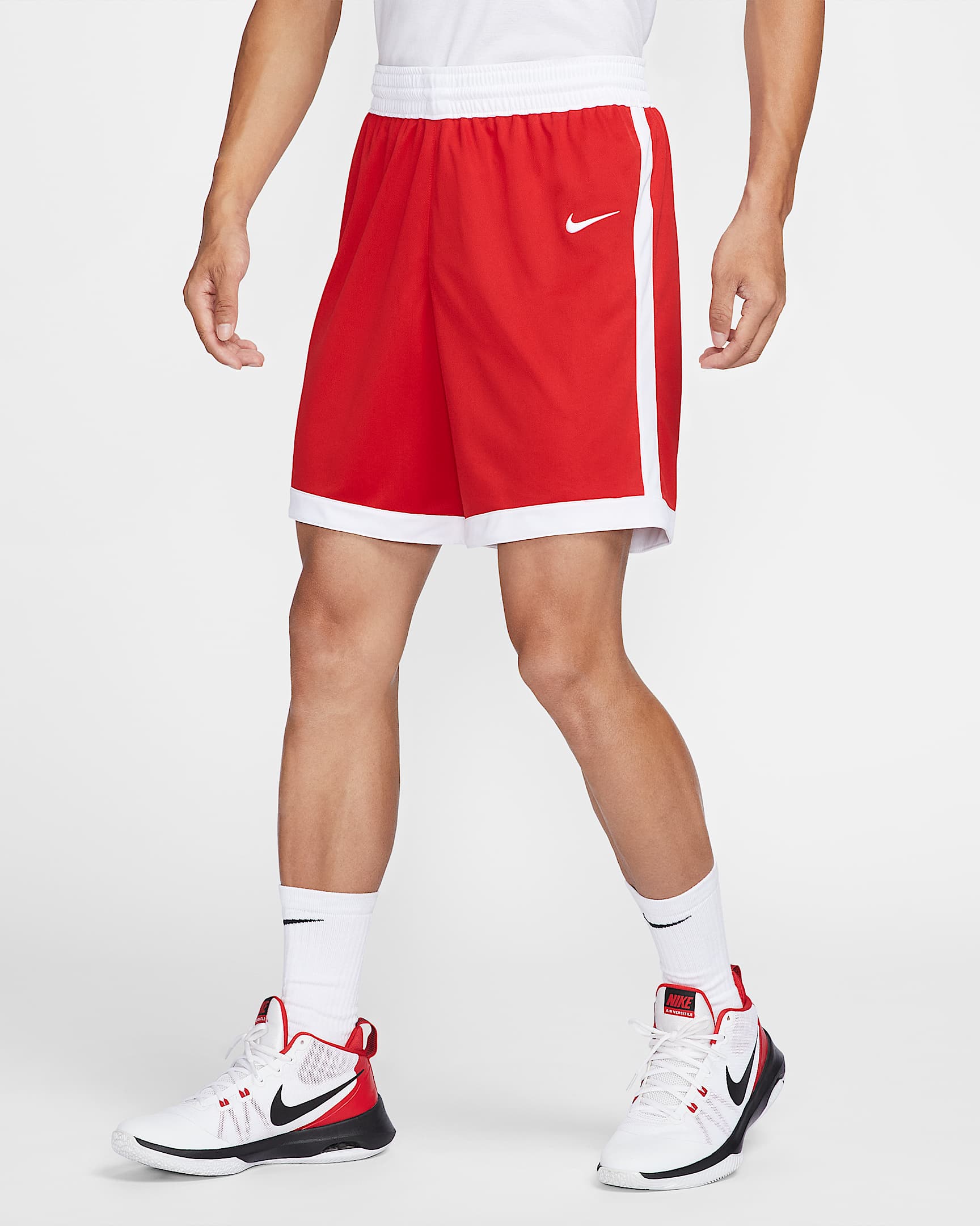 Nike Dri-FIT Stock Crossover 男子速干短裤 - 大学红/白色/白色