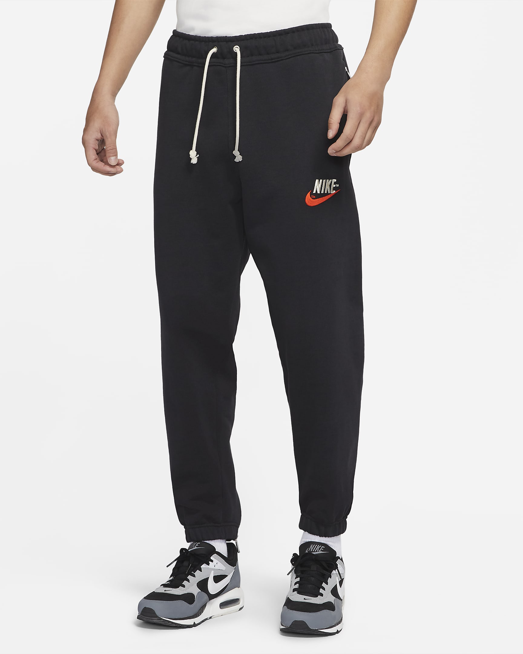 Nike Sportswear 男子运动长裤 - 灰黑/灰黑/帆白/队橙