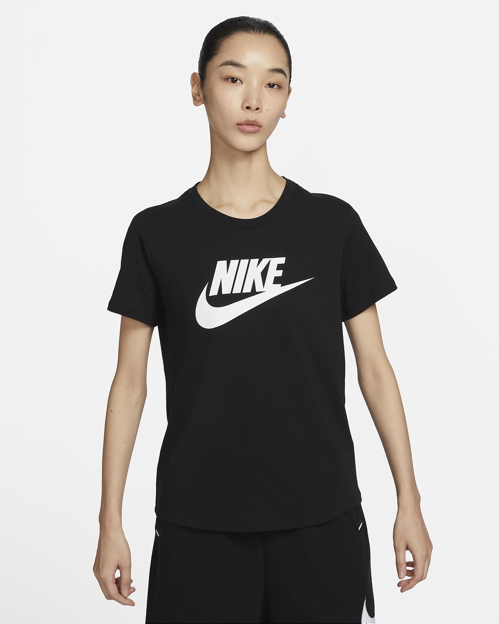 Nike Sportswear Essentials 女子印花T恤 - 黑/白色