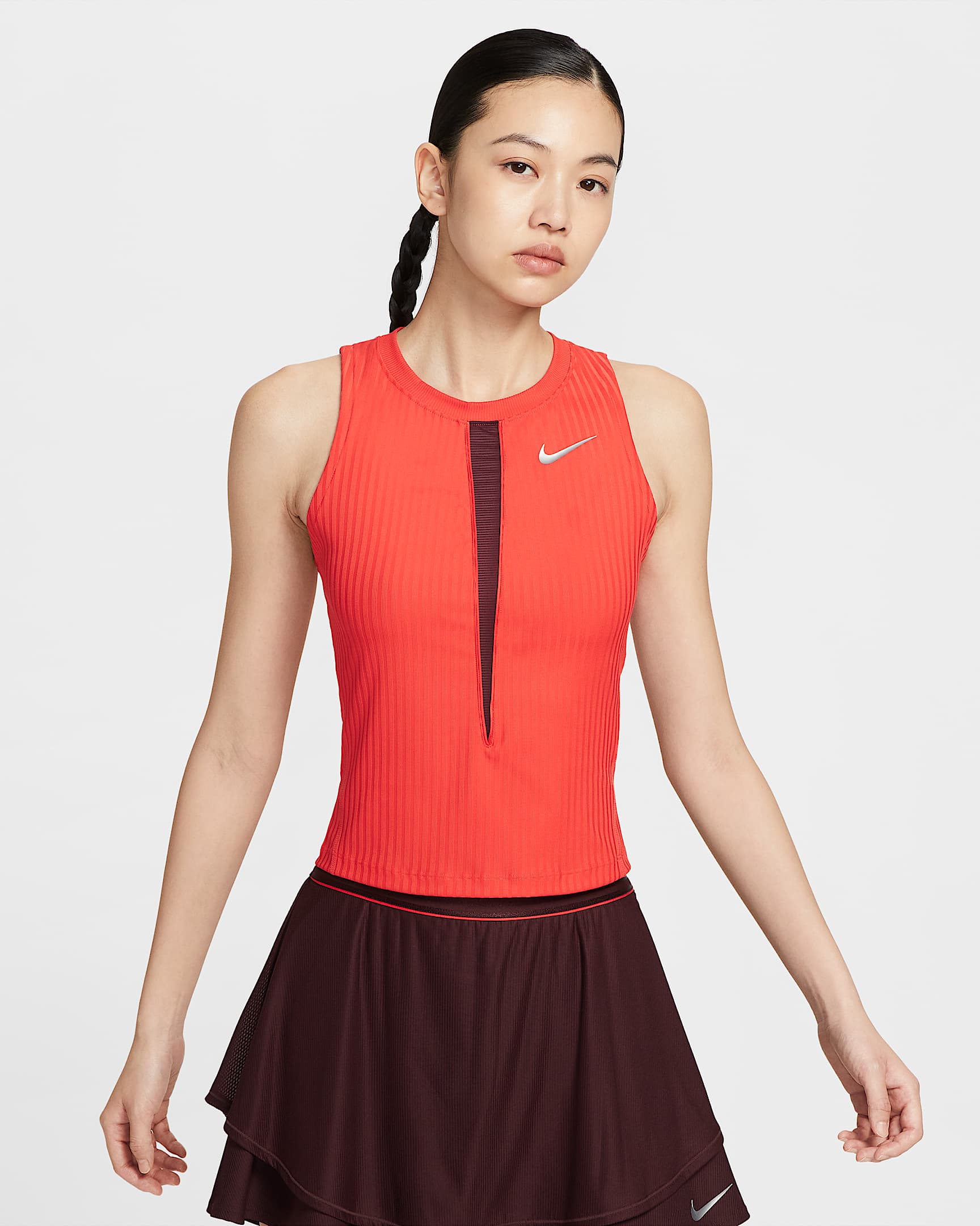 NikeCourt Slam Dri-FIT 女子速干网球背心 - 浅深红/鲜亮勃艮第酒红/浅深红