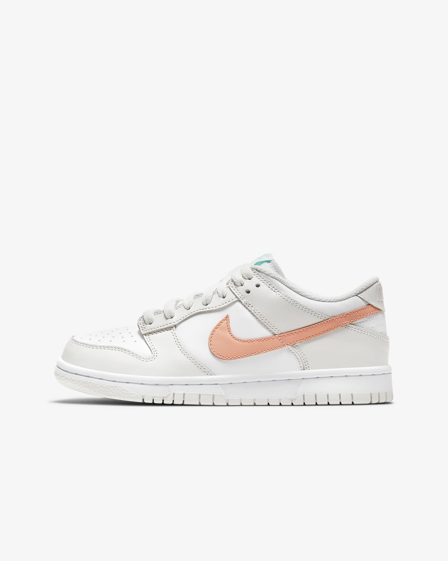 Nike Dunk Low 大童运动鞋复古板鞋 - 白色/浅银灰/热带绿/狂喜深红