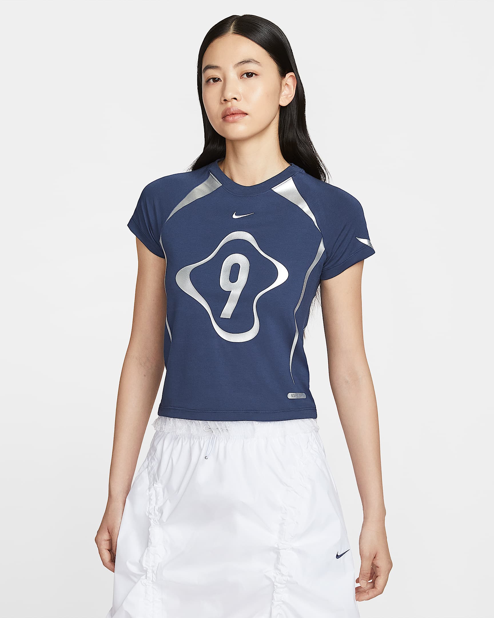 Nike Sportswear Chill Knit 女子图案T恤 - 深藏青