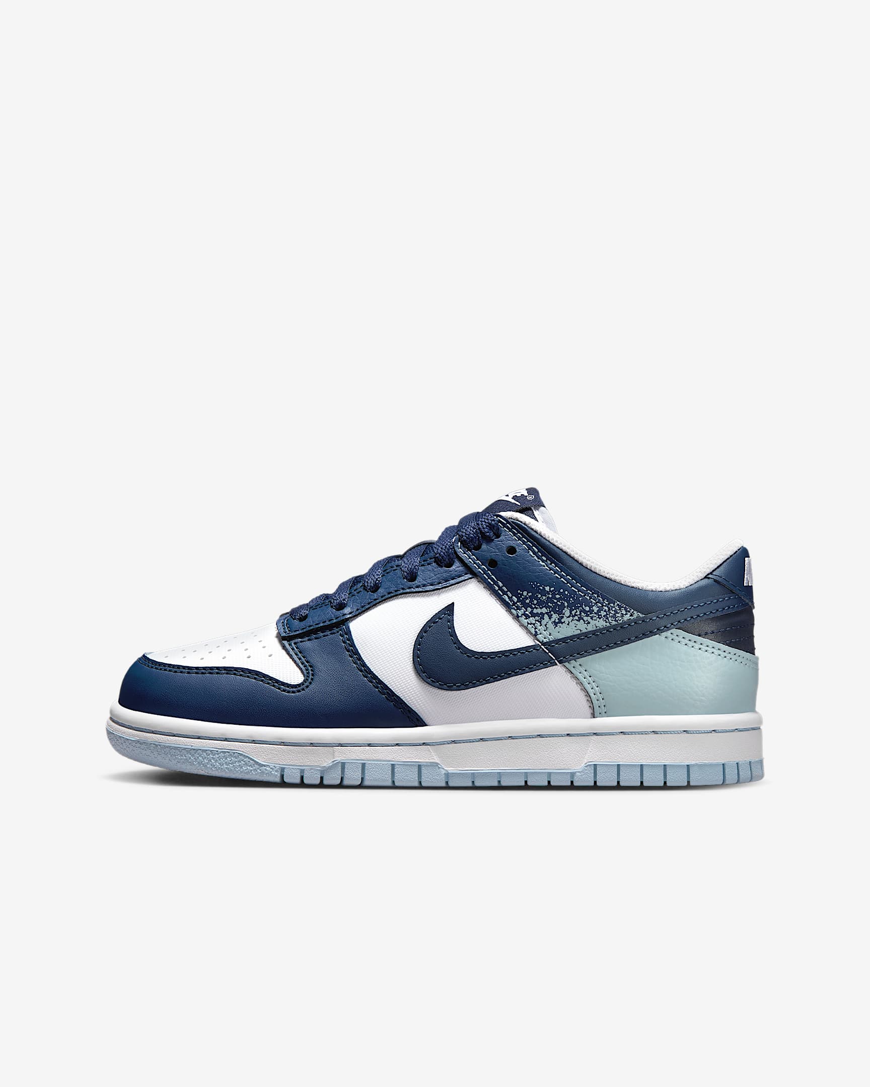 Nike Dunk Low 大童运动鞋 - 白色/浅军械蓝/深藏青