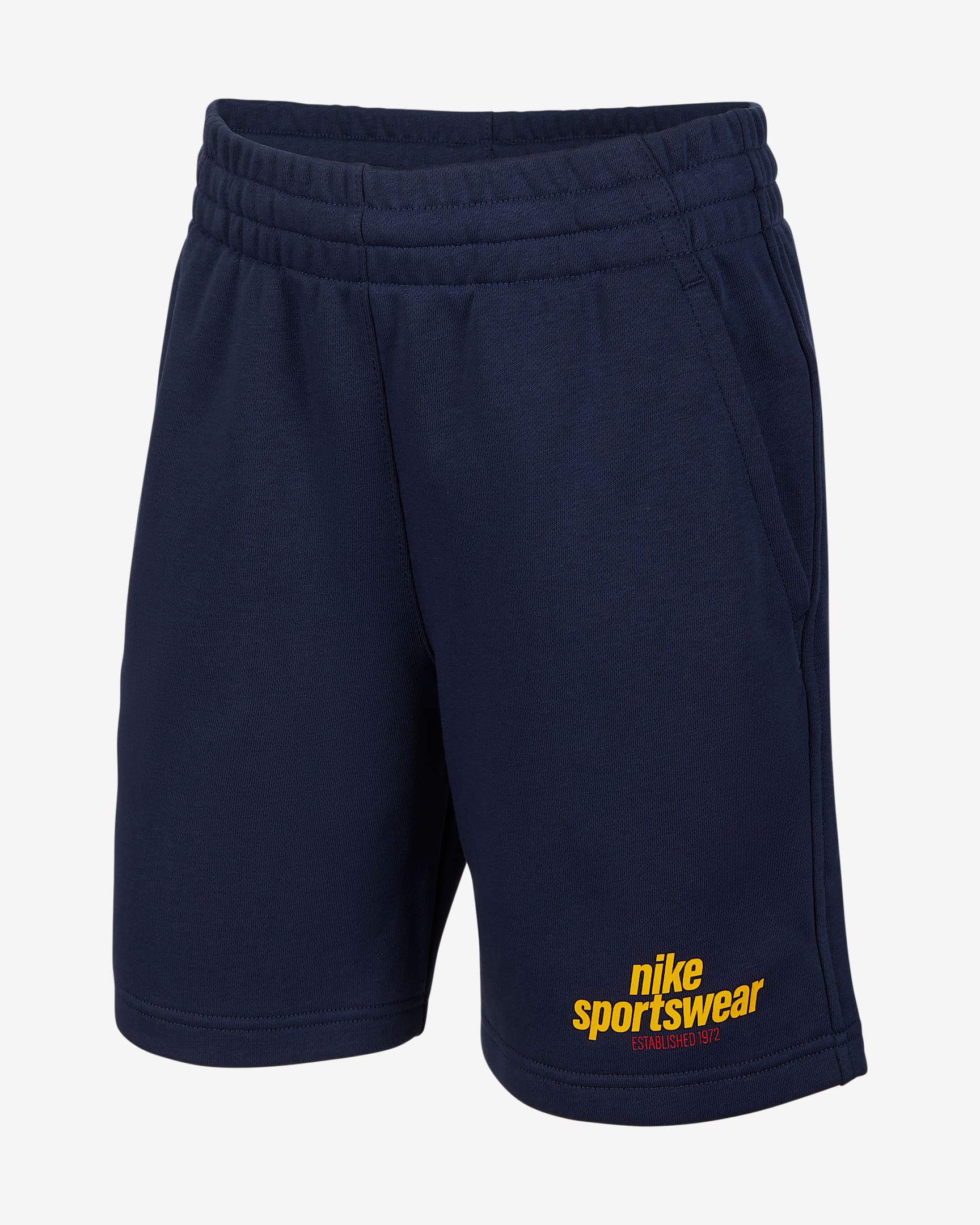 Nike Sportswear Club 大童法式毛圈短裤 - 黑曜石色/黑曜石色/大学红/大学金